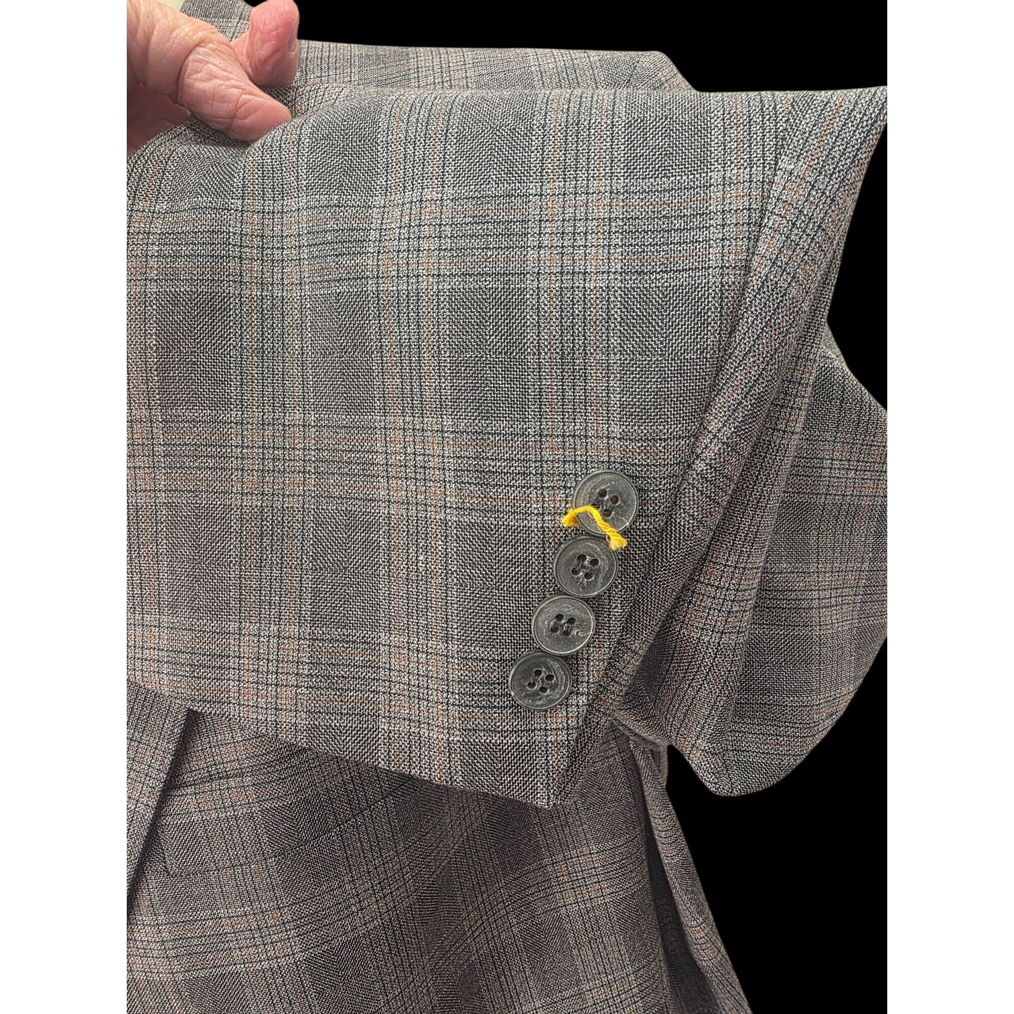Lanvin Lanvin Paris 80s Glen Plaid Sport Coat 44L Grey Woo Size 44L - 14 Thumbnail