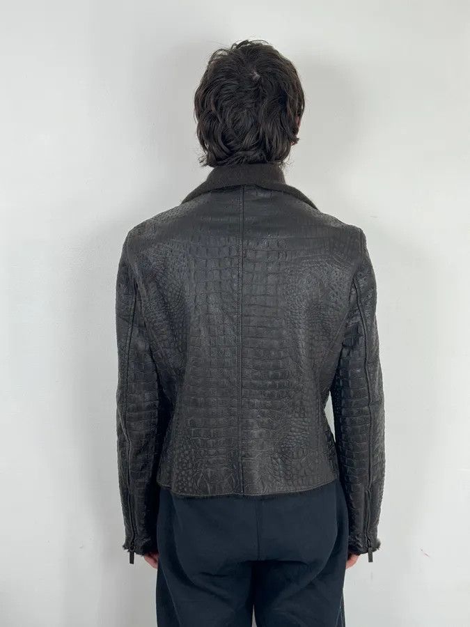 Giorgio Armani 2000s Giorgio Armani Crocodile Effect Brown Leather Aviator Jacket Size US M / EU 48-50 / 2 - 3 Thumbnail