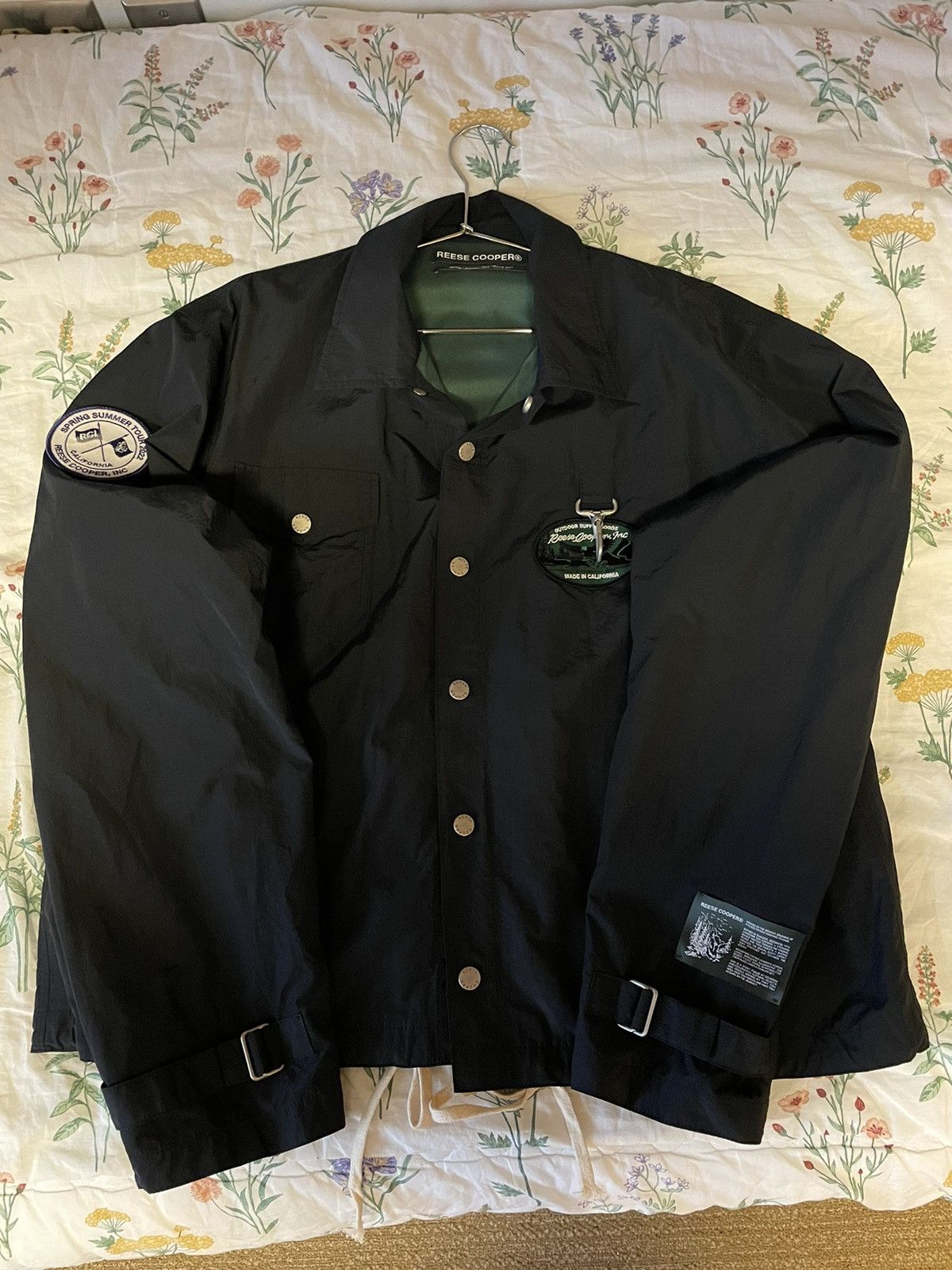 image of Reese Cooper Appliquéd Embroidered Shell Coach Jacket in Black, Men's (Size Large)