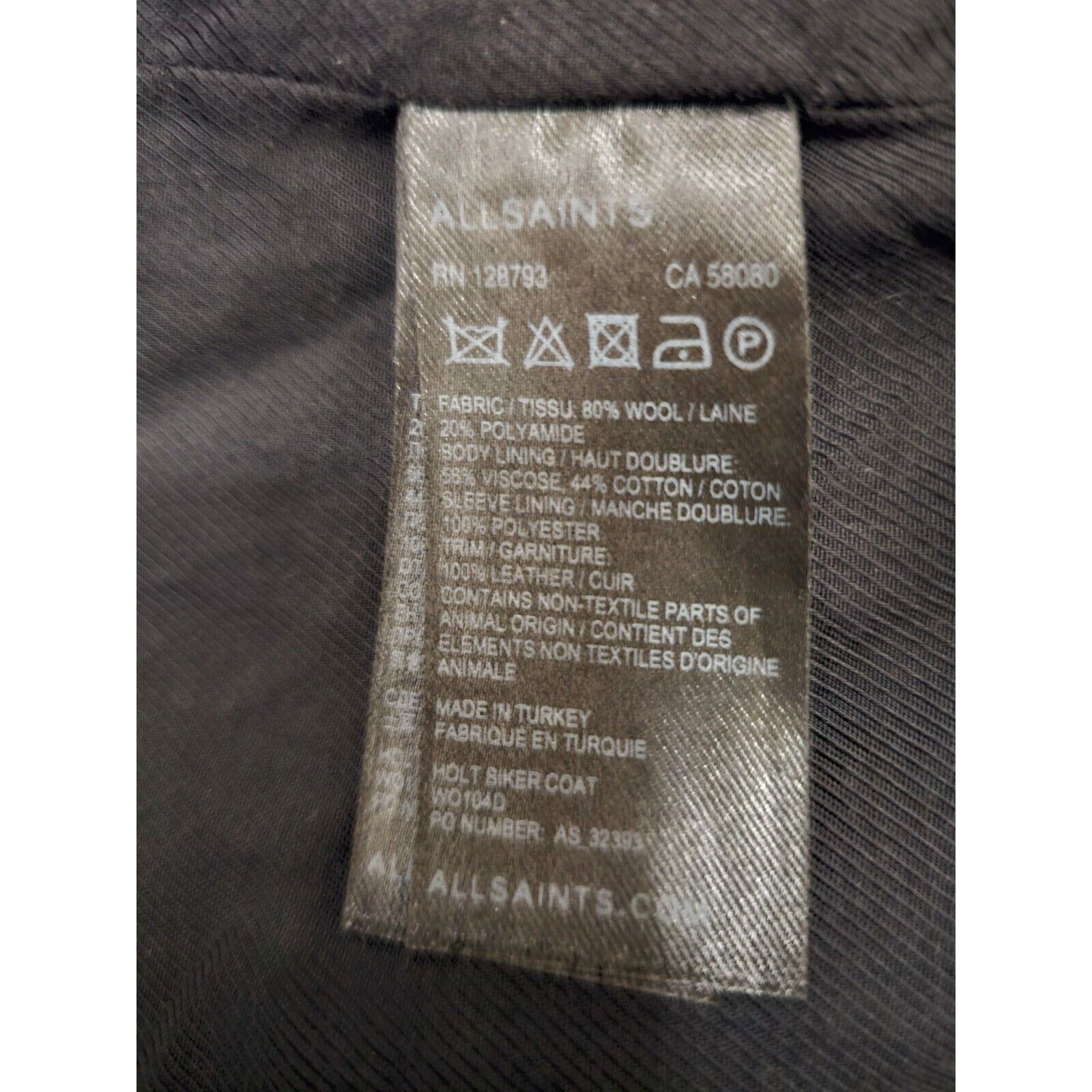 Allsaints All Saints Wool Iggy Biker Coat Black Size 6 US 2 EU 34 Size XS / US 0-2 / IT 36-38 - 8 Thumbnail