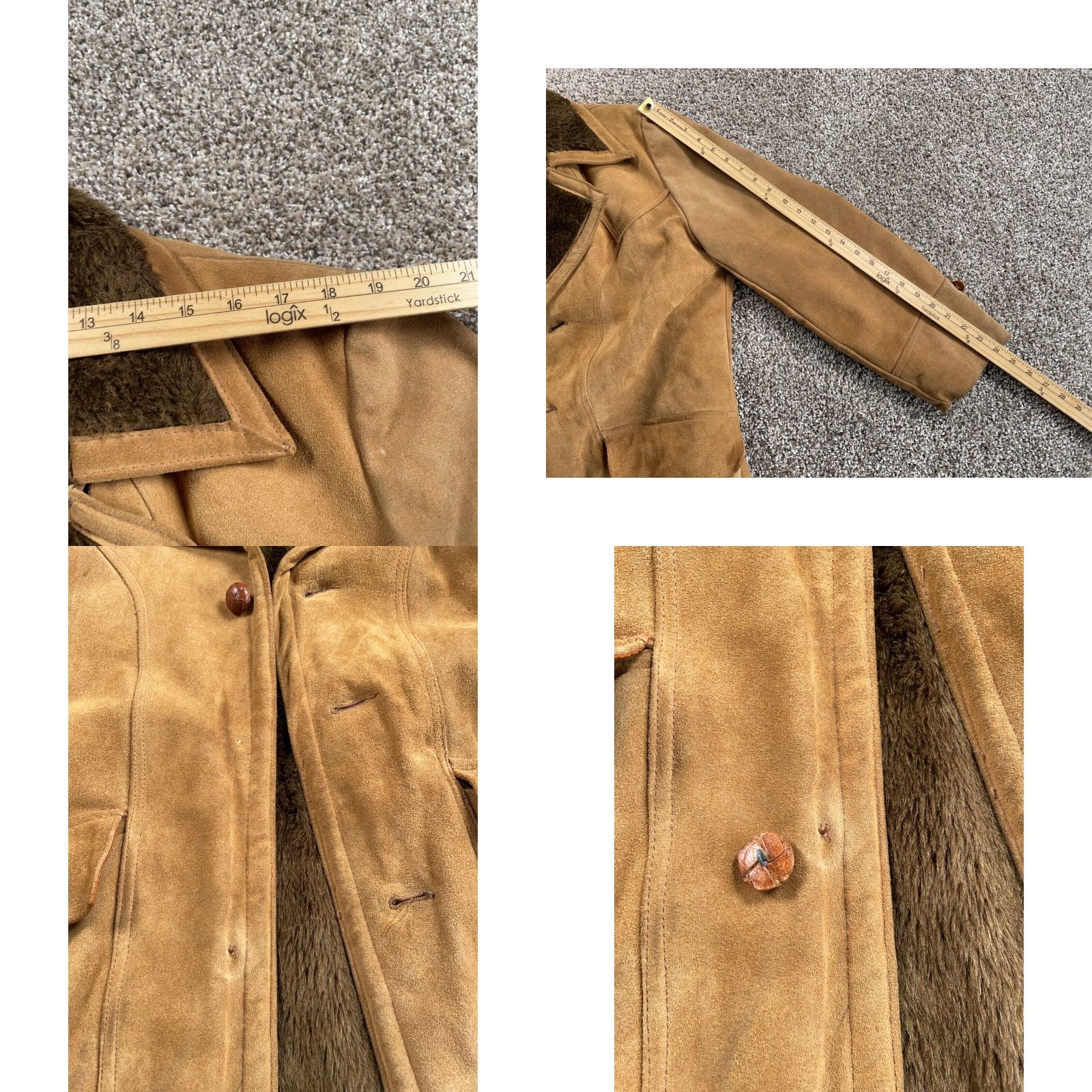 Sears VINTAGE 70s Suede Leather Rancher Jacket Sears Leather Shop Brown Faux Fur Lining Pockets Button Size US XXS / EU 40 - 8 Thumbnail