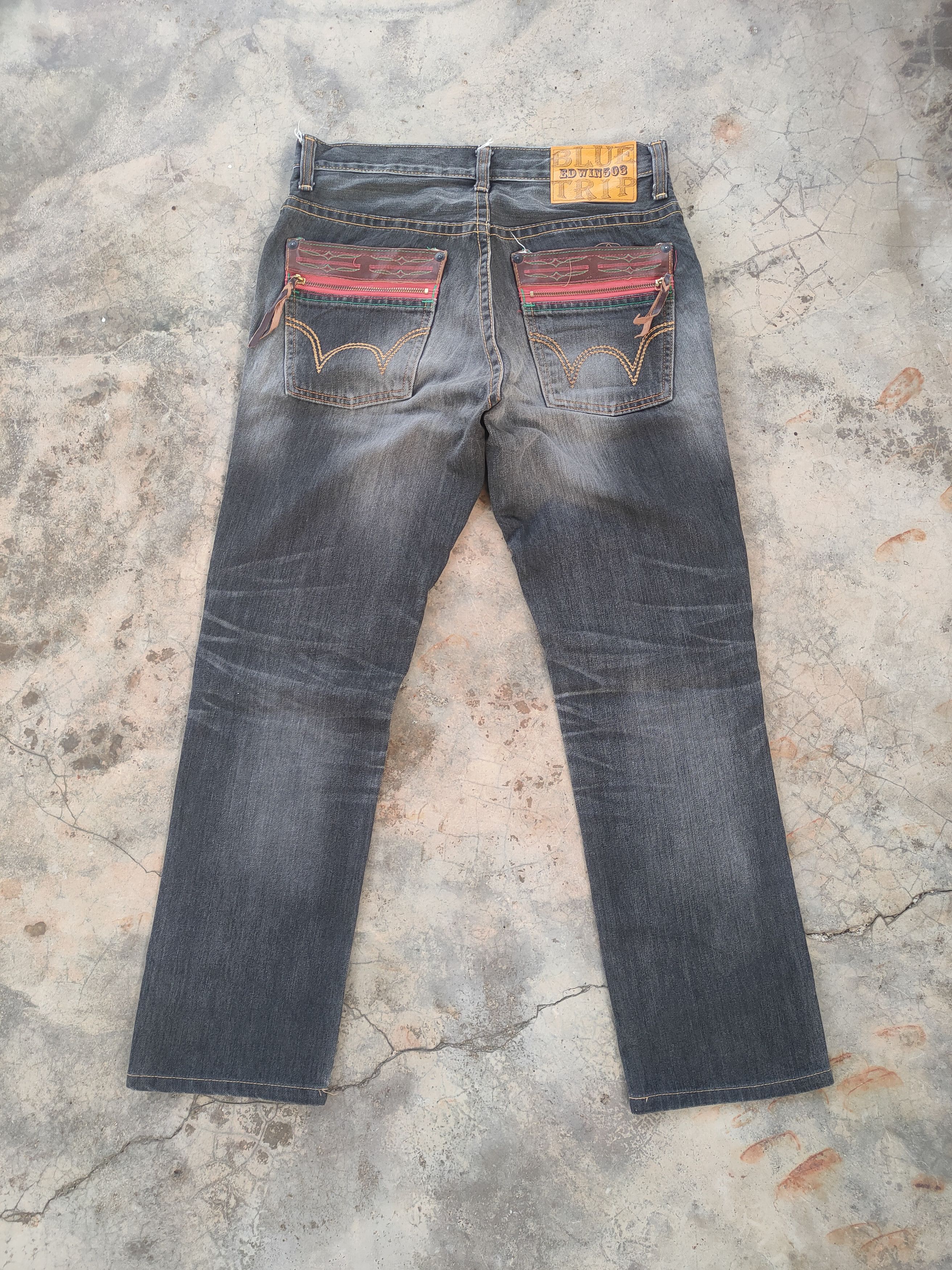 Edwin × Vintage W33 VINTAGE EDWIN FADED BLACK DISTRESSED JEANS PANTS Size US 33 - 8 Thumbnail