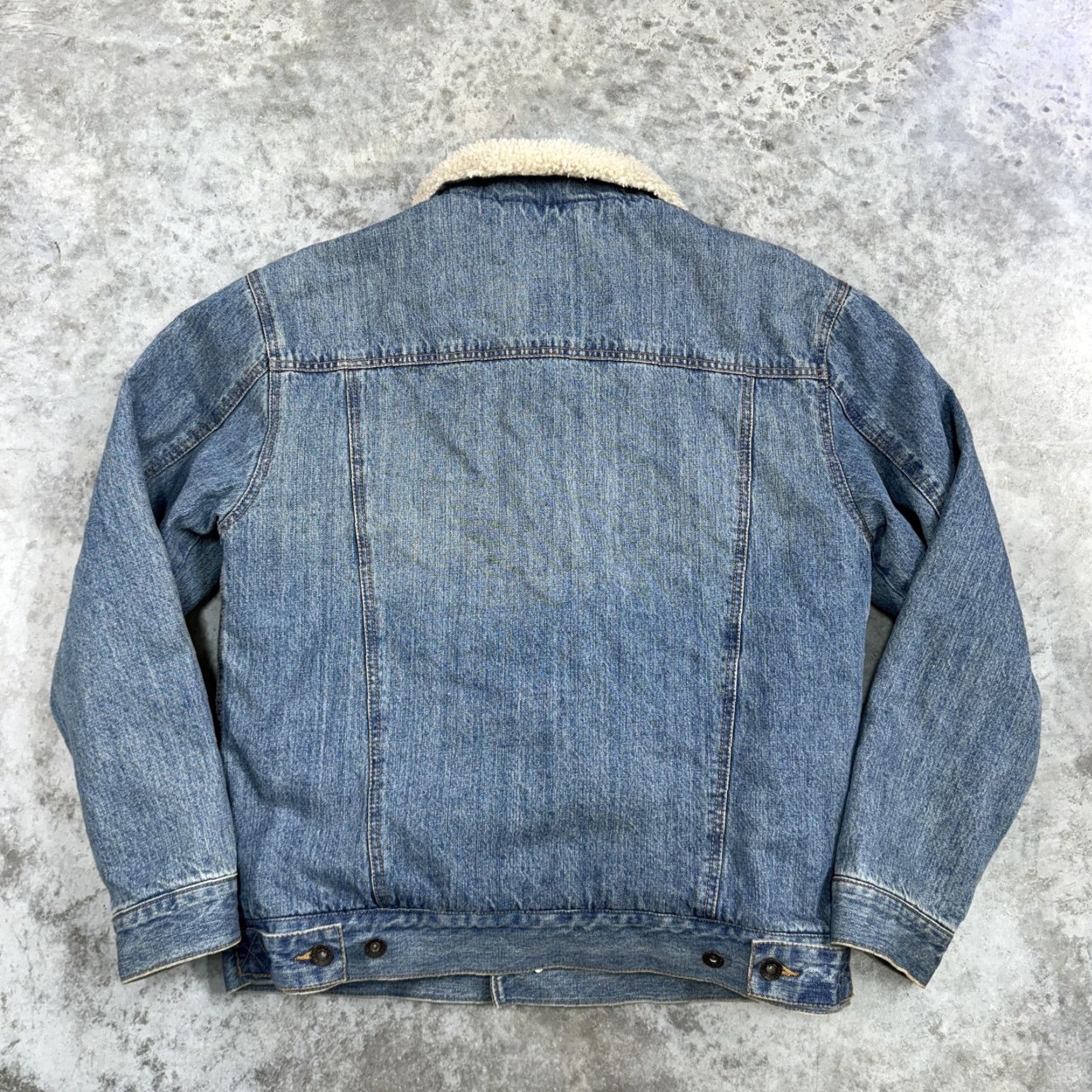 Vintage Arizona Jean Company Jacket Mens Medium Blue Sherpa Lined Denim Trucker Western Jacket Size US 31 - 3 Thumbnail