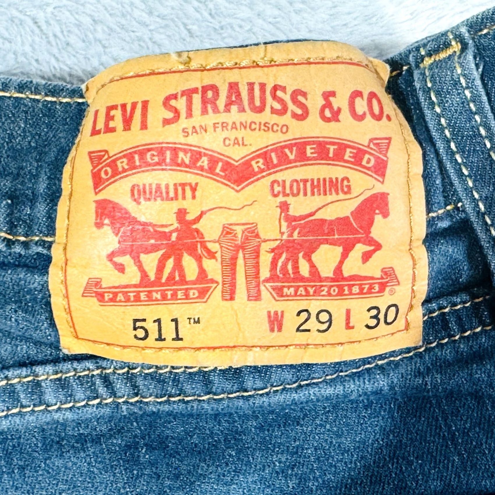 Levi's Levi's 511 Jeans Mens 29x30 Blue Medium Wash Slim Taper Stretch Denim Mid Rise Denim Bottoms 5-Pocket Logo Zipper Size US 29 - 3 Thumbnail
