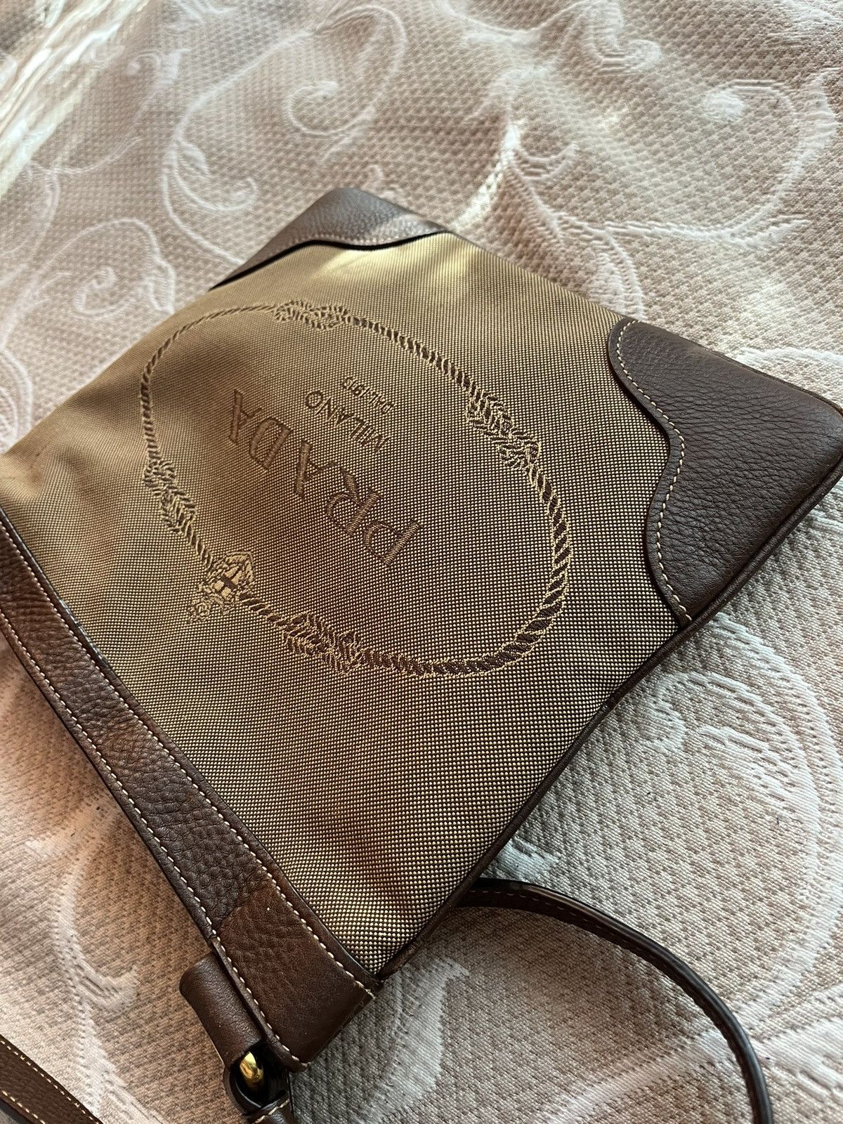 Prada Prada Logo Jacquard Canvas and Leather Messenger Bag Size ONE SIZE - 13 Thumbnail