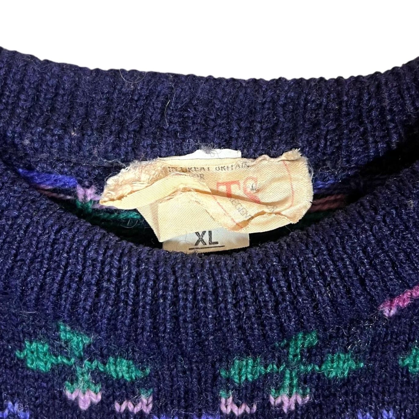Vintage VINTAGE KEATS Jumper Women XL Wool Knit Heart Floral Patterned Crew Neck 90s Pullover Jumper Womens XL Multicoloured Coral Navy Green Purple Size XL / US 12-14 / IT 48-50 - 5 Thumbnail