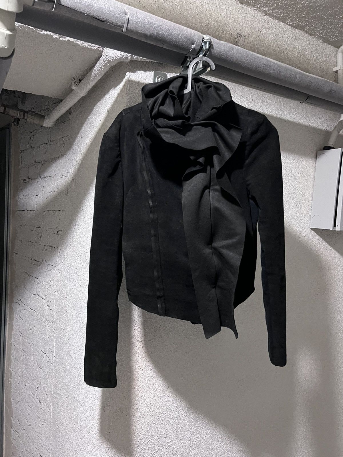 Rick Owens Detailed Asymmetrical Zip Cropped Avant Garde Jacket Size S / US 4 / IT 40 - 3 Thumbnail