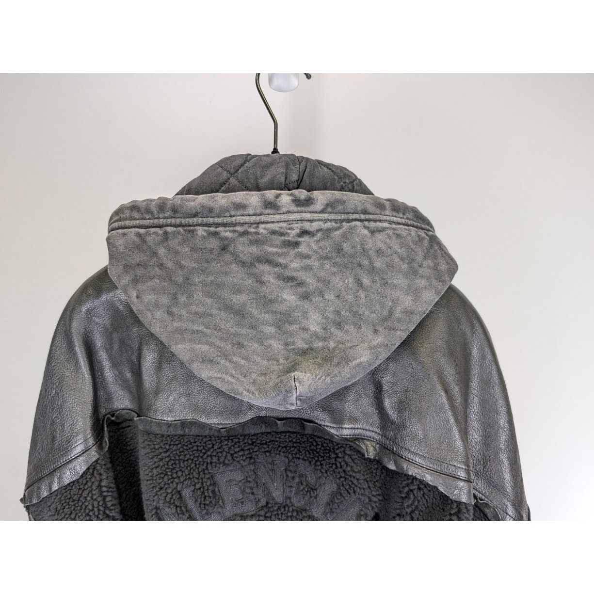 Balenciaga o1rshd1 Leather Sleeve Shearling Fleece Jacket in Black Size US XS / EU 42 / 0 - 15 Thumbnail