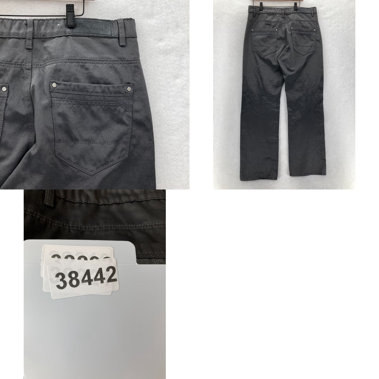 Vintage Old Skool Jeans Mens 36x32 Straight Leg Dark Gray Coated Denim Hip Hop Y2K City College Hip Hop Skater Jeans Mens Regular 36 Dark Gray Size US 36 / EU 52 - 9 Thumbnail