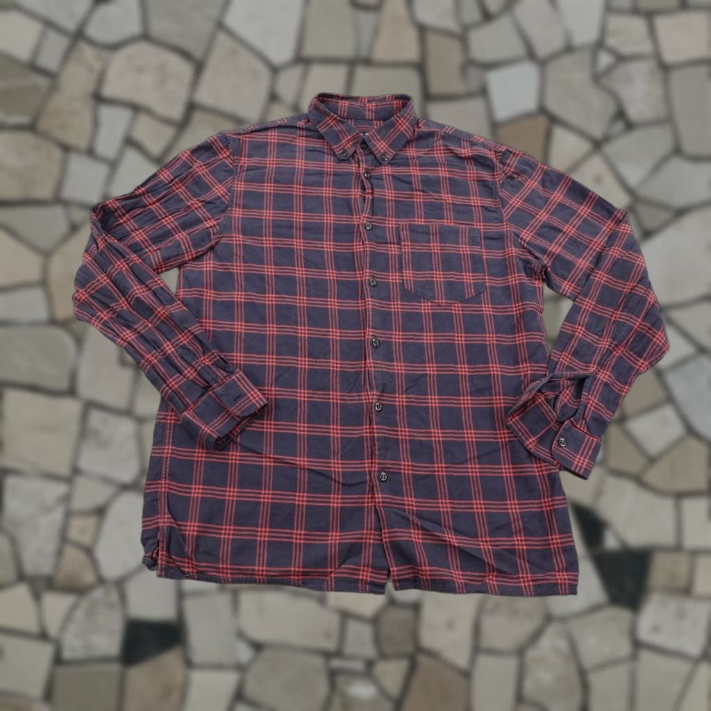 A.P.C. VINTAGE APC Shirt Mens Medium Blue Red Plaid Brushed Twill Flannel Button Up Lightweight - Designer Shirt Mens M Blue Plaid 90s? Size US M / EU 48-50 / 2 - 1 Thumbnail
