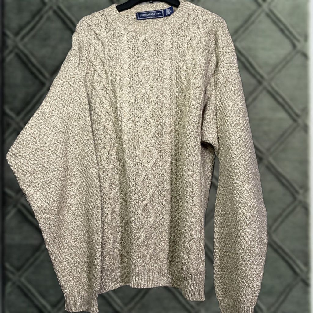 Olive VINTAGE Susquehanna Trail Outfitters Knit Sweater Mens XL Olive Cable Pullover USA Size US XL / EU 56 / 4 - 1 Thumbnail