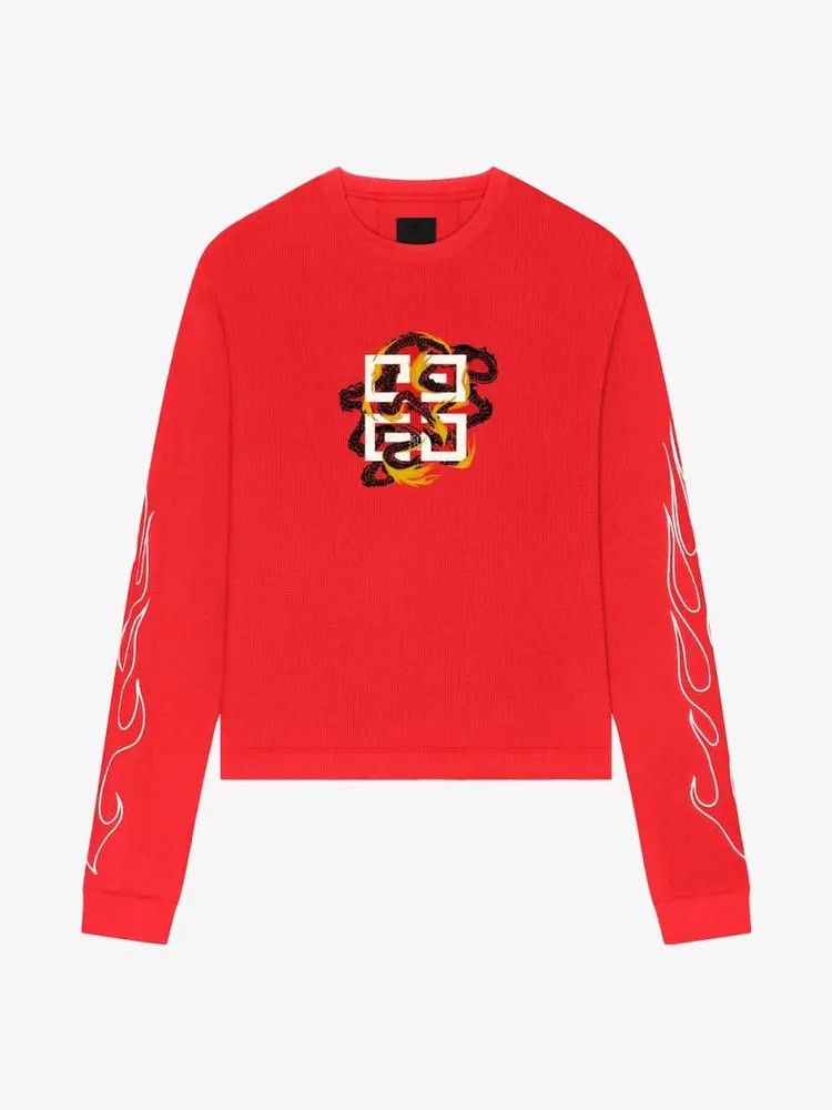 Givenchy o1w1db10325 Boxy Fit Long Sleeves T- Shirt in Red Size US S / EU 44-46 / 1 - 1 Thumbnail