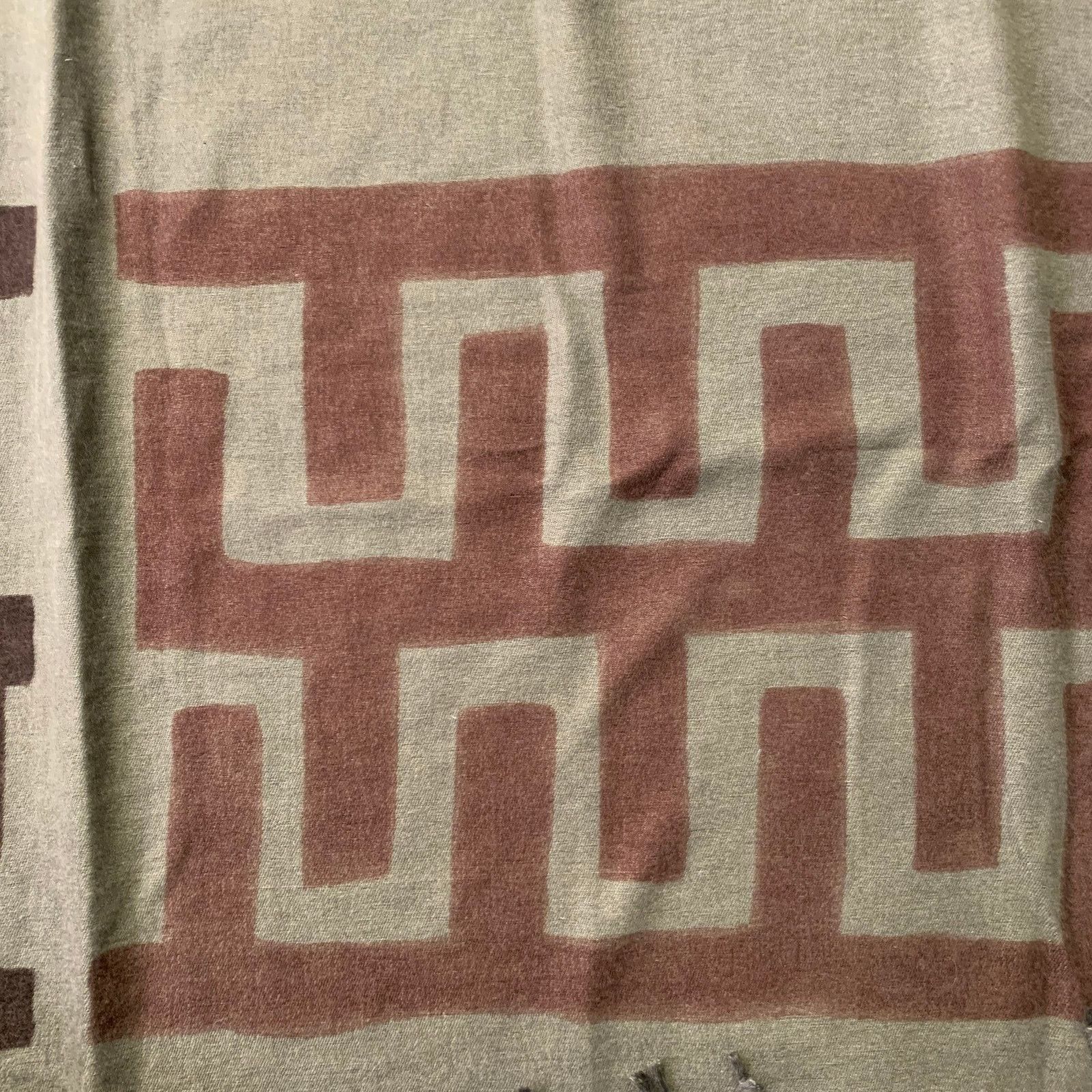 Other Brown Olive African Tribal Pashmina Silk Handpainted Shawl Size ONE SIZE - 2 Thumbnail
