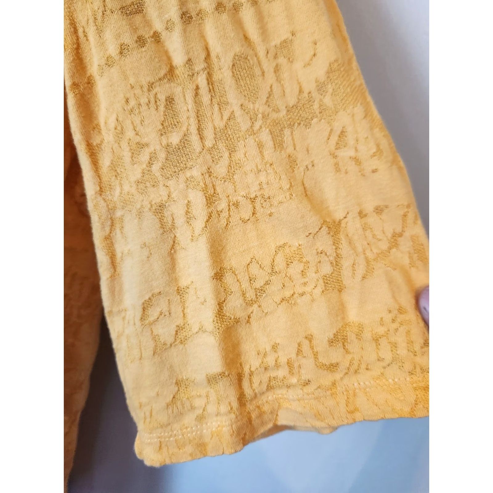 Vintage St. John's Bay Yellow Textured Floral Pleated Peasant Blouse 1X Womens Casual Size XL / US 12-14 / IT 48-50 - 4 Thumbnail