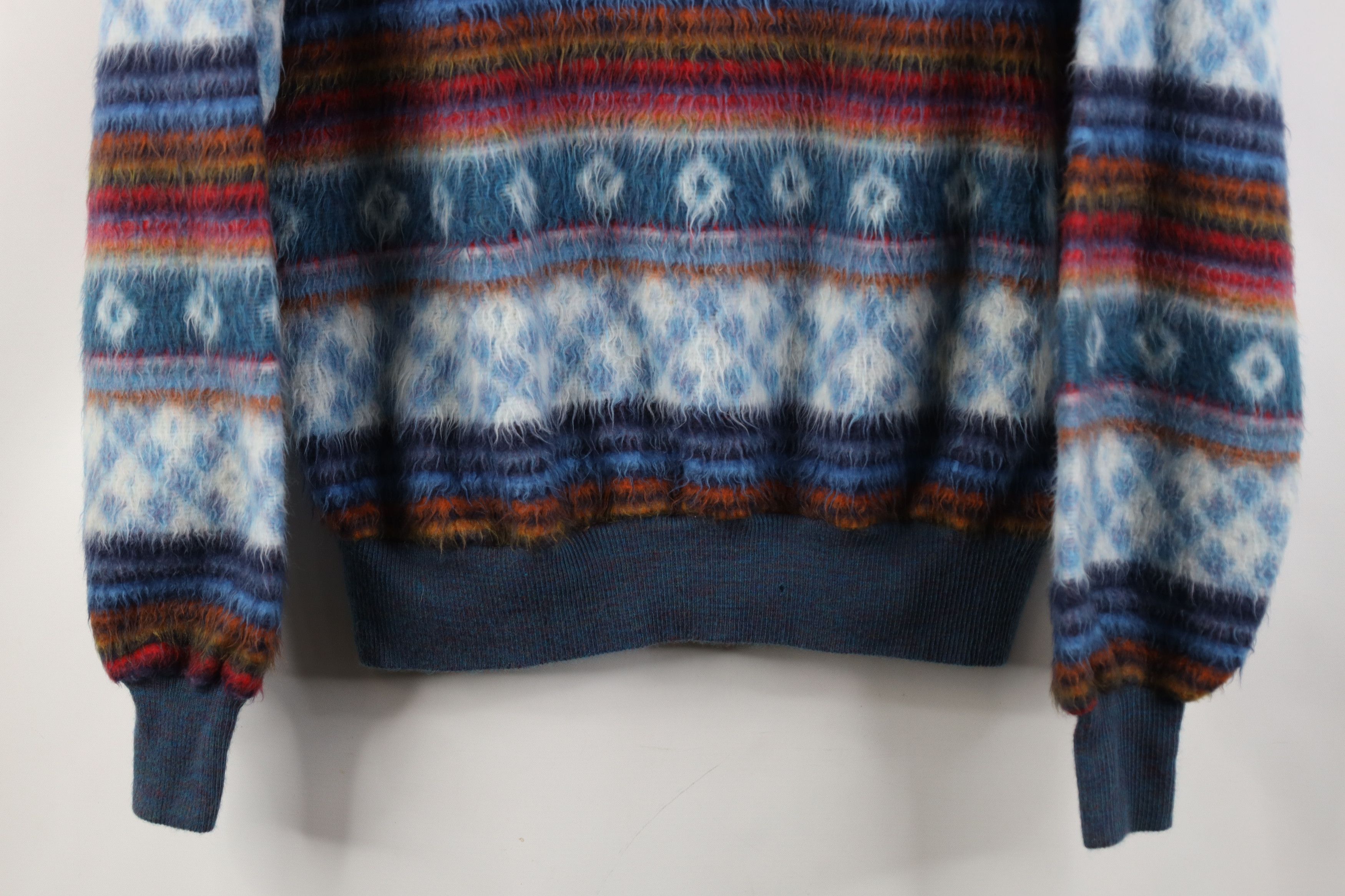 Vintage Vintage 70s Streetwear Fair Isle Shag Fleece Sweater Size L / US 10 / IT 46 - 3 Thumbnail