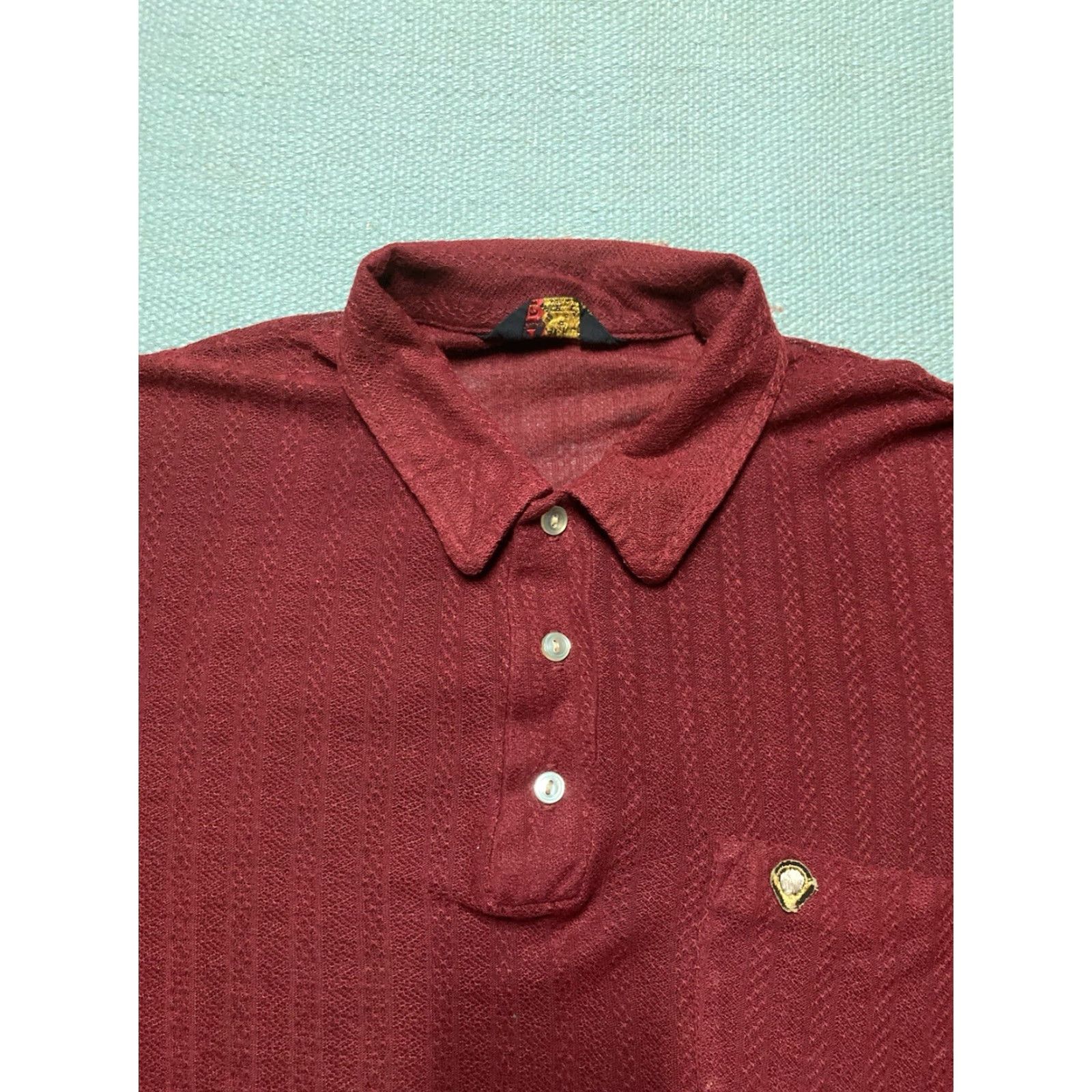 Vintage VINTAGE 1960s waffle knit polo shirt short sleeve maroon red acrylic large Polo Mens L Size US L / EU 52-54 / 3 - 4 Thumbnail