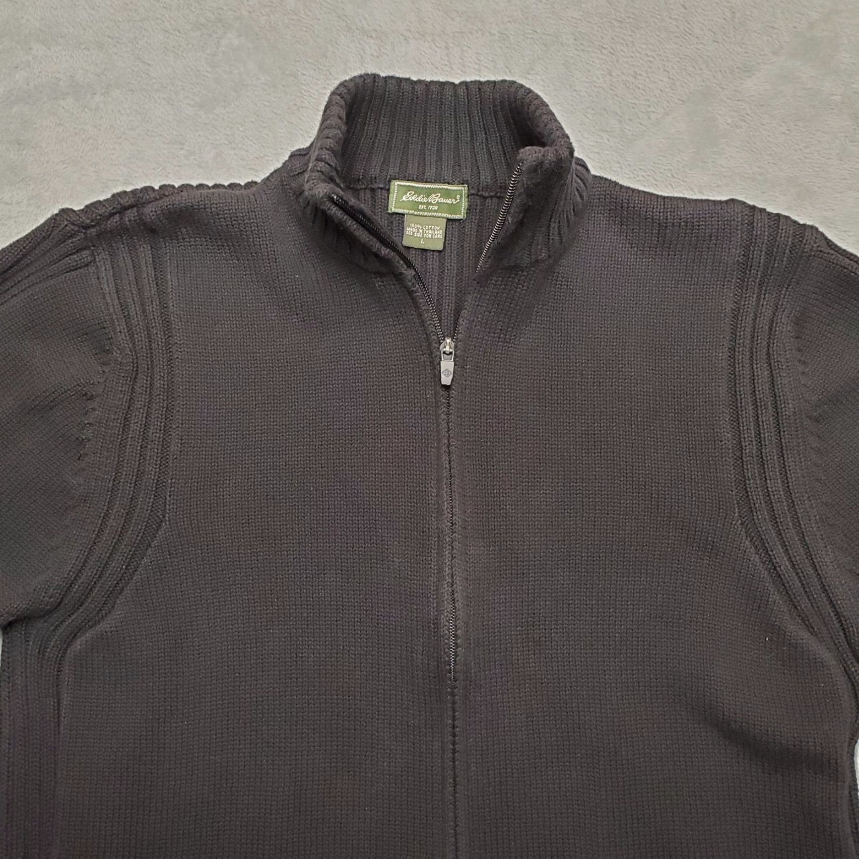 Eddie Bauer VINTAGE Eddie Bauer Sweater Mens L Black 100% Cotton Gull Zip Heavy Weight Ribbed Pullover Knit Casual Mens Size US L / EU 52-54 / 3 - 2 Thumbnail