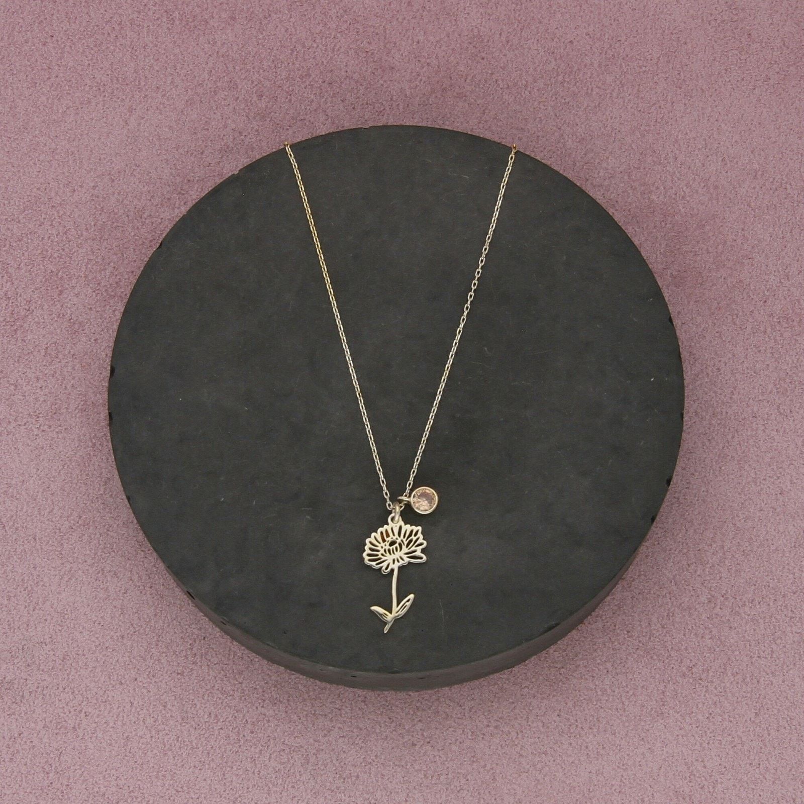Sterling Silver sterling silver gold plate cz flower necklace 16.5-18.5in Size ONE SIZE - 1 Thumbnail