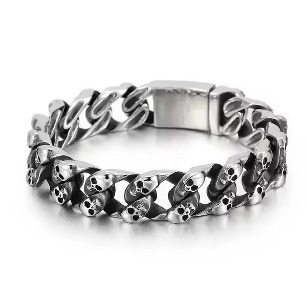 Japanese Brand Skull Bone Cuban Chain Bracelet Size ONE SIZE - 1 Thumbnail