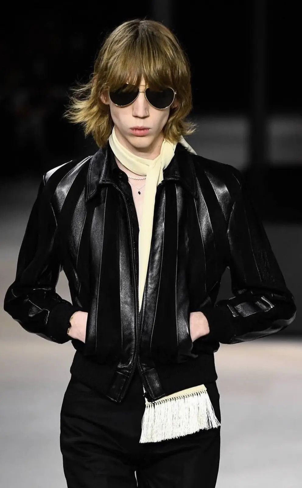 Celine × Hedi Slimane 19SS Rhinestones Leather Jacket sz44 | Grailed