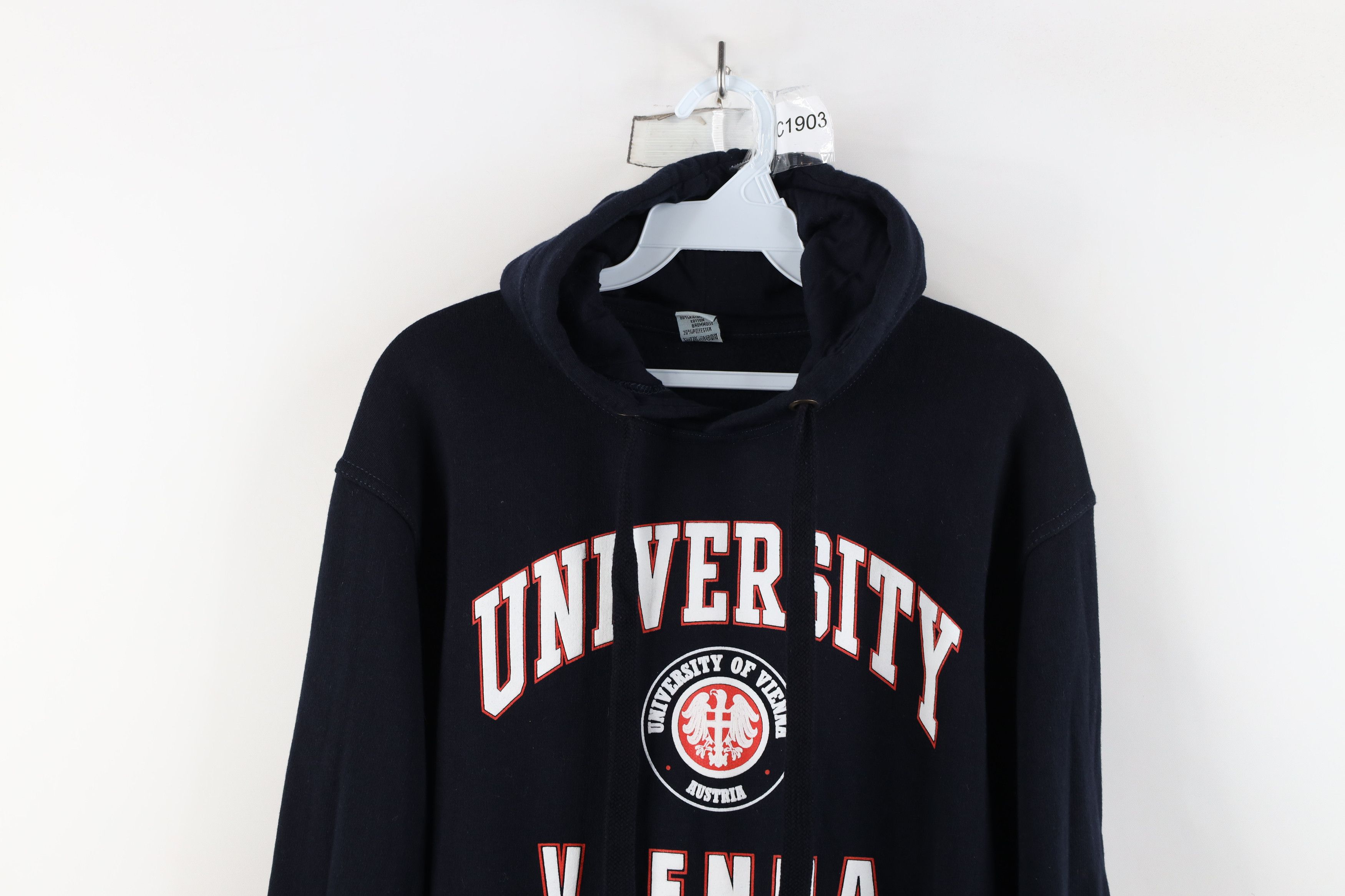 Vintage Vintage 90s Out University of Vienna Austria Hoodie Blue Size US S / EU 44-46 / 1 - 2 Thumbnail