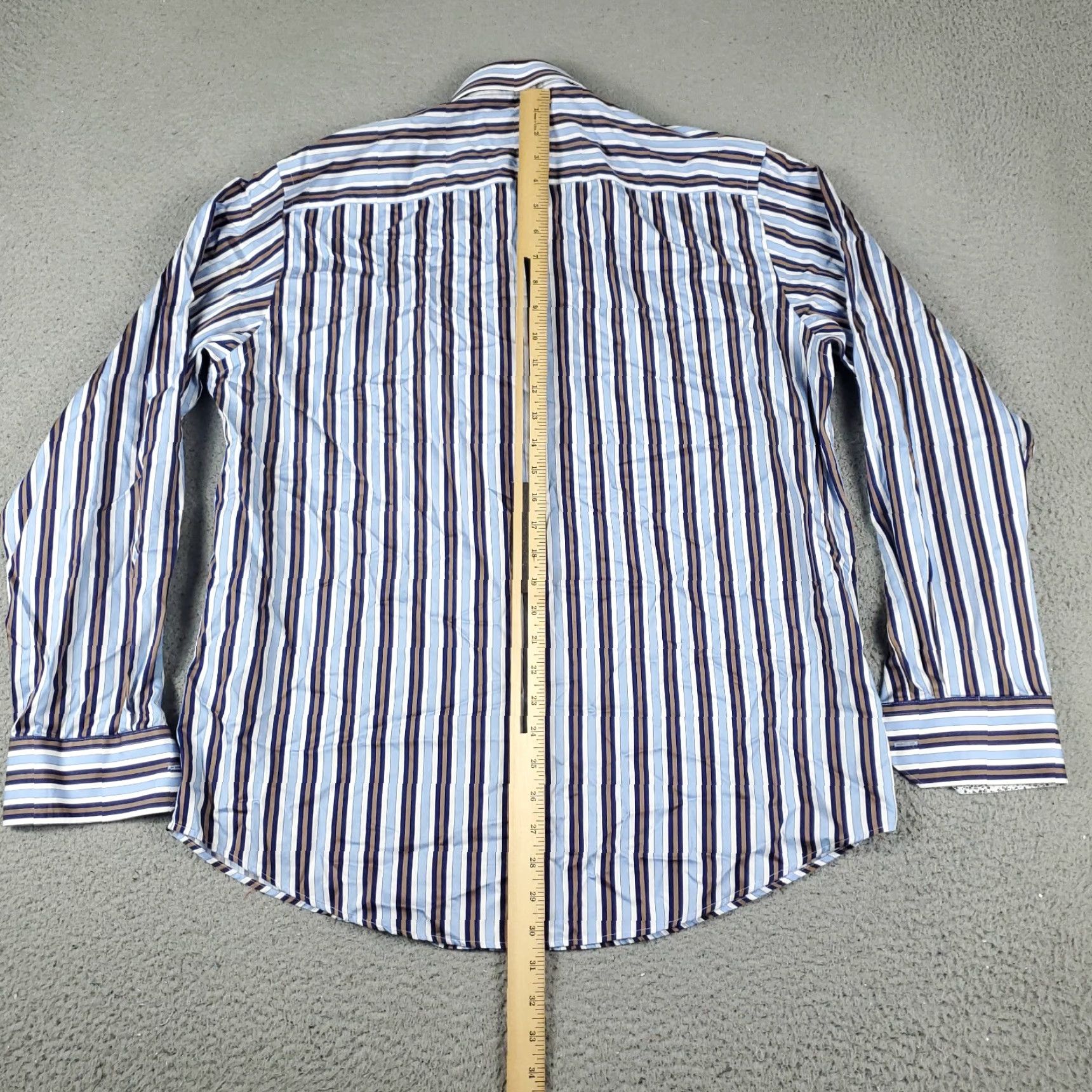 BUGATCHI Bugatchi Shirt Mens Large Blue Striped Classic Fit Button Up Long Sleeve Size US L / EU 52-54 / 3 - 3 Thumbnail