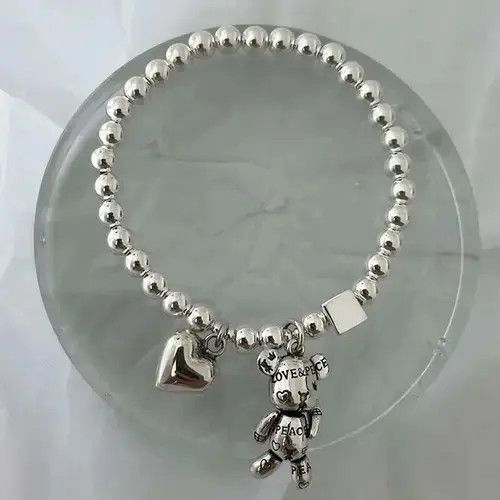 Japanese Brand × Jewelry Trendy Bear Animal & Love Heart Silver Charm Bracelets Size ONE SIZE - 1 Thumbnail