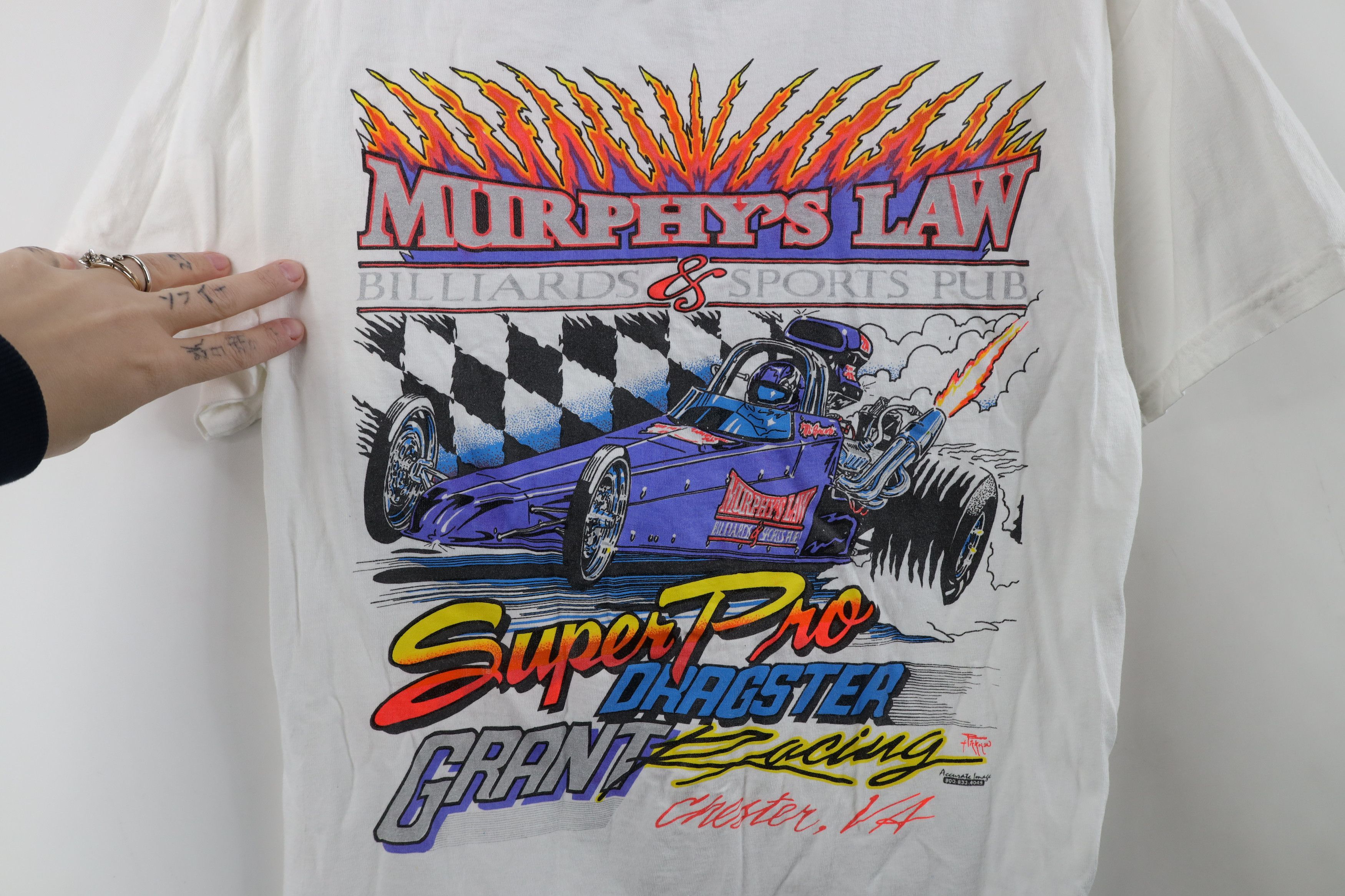 Vintage Vintage 90s Y2K Law Super Pro Dragster Racing T-Shirt White Size US M / EU 48-50 / 2 - 4 Thumbnail
