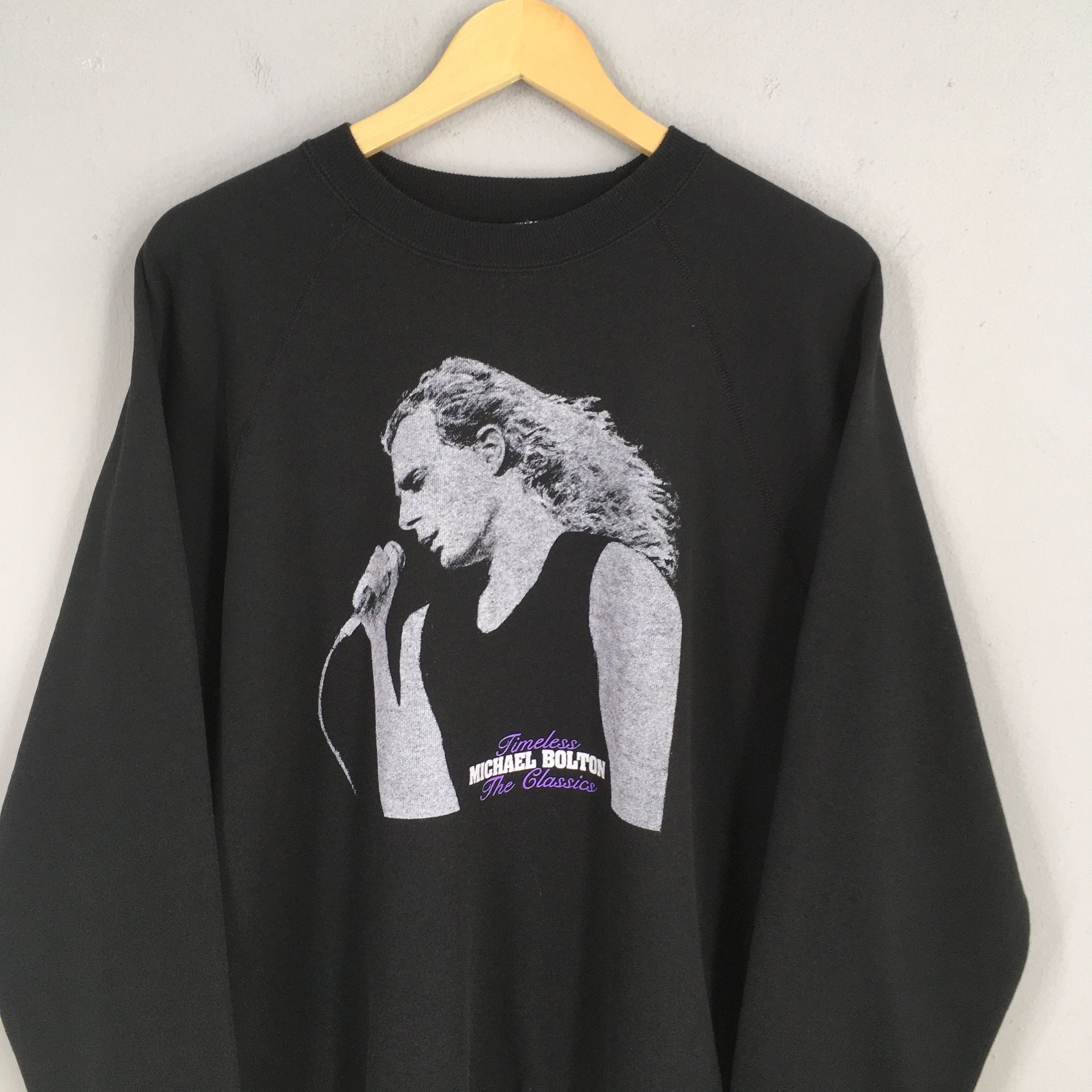 Band Tees Vintage 90s Michael Bolton Singer Black Sweatshirt XLarge Size US XL / EU 56 / 4 - 2 Thumbnail