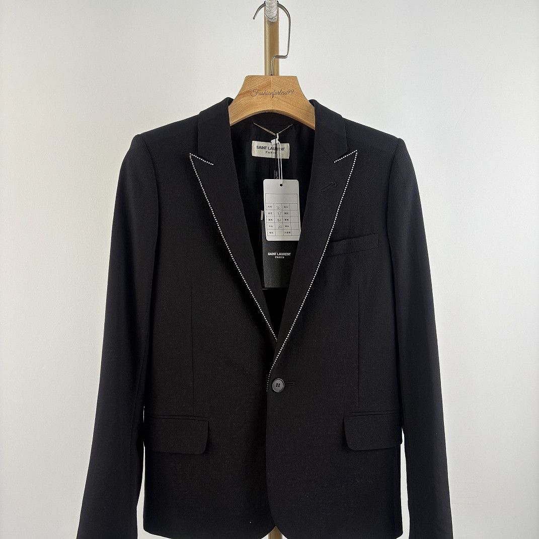 Saint Laurent Paris Saint Laurent Rhinestone Trim Blazer Size 36 Size XS / US 0-2 / IT 36-38 - 1 Thumbnail