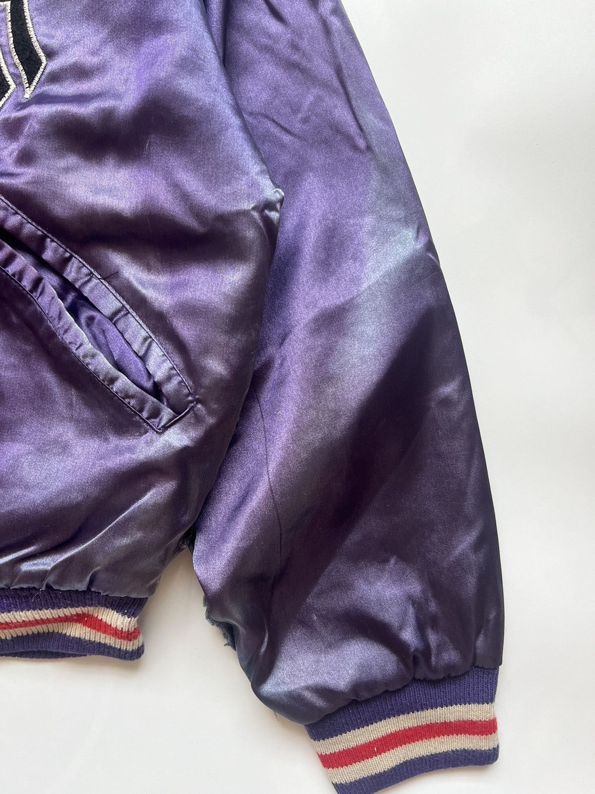 MLB Vtg Sun Faded Satin Baseball Varsity Snap Button By Machope Size US M / EU 48-50 / 2 - 8 Thumbnail