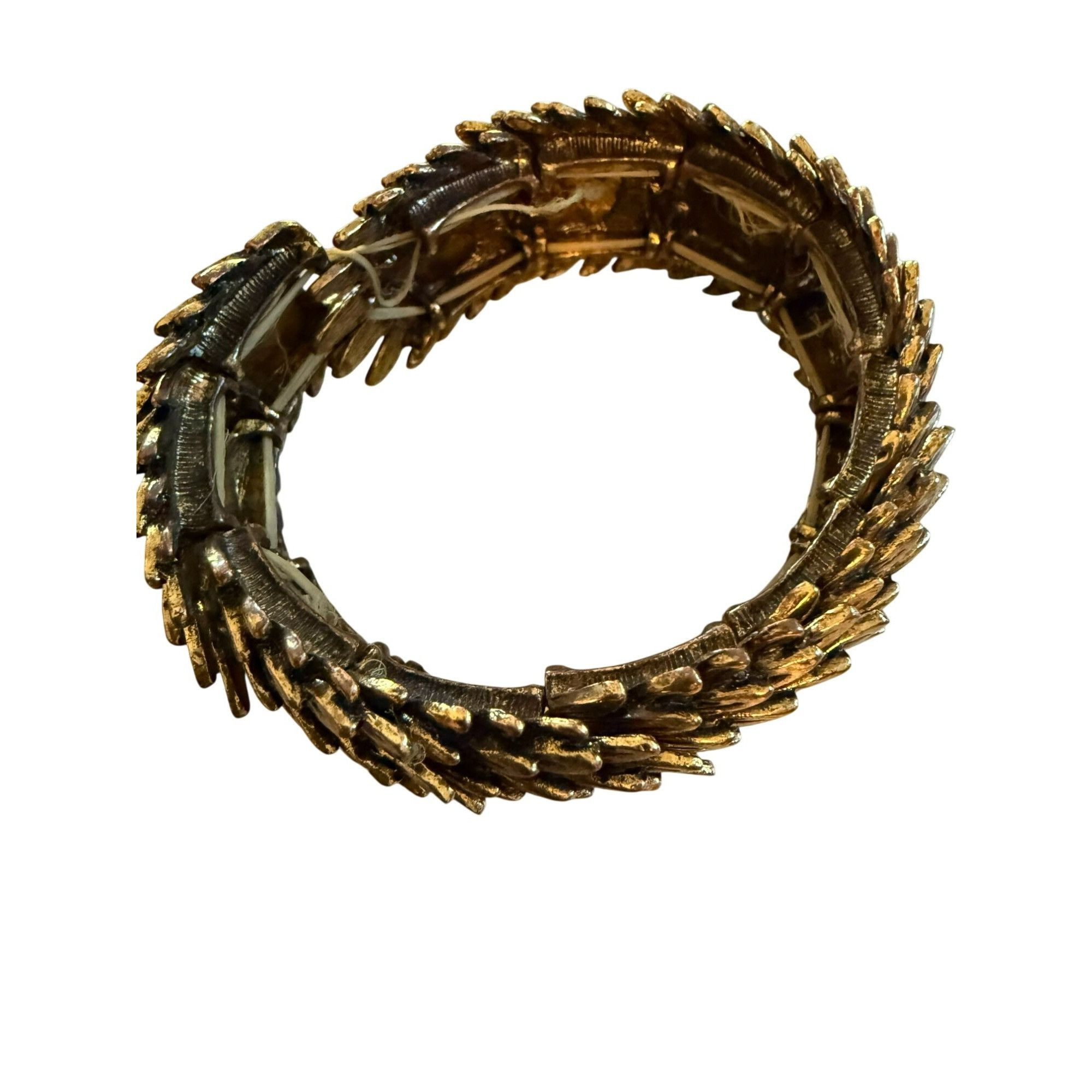 Other Vintage Gold-Tone Pegasus Feather Textured Stretch Bracelet Size ONE SIZE - 4 Thumbnail