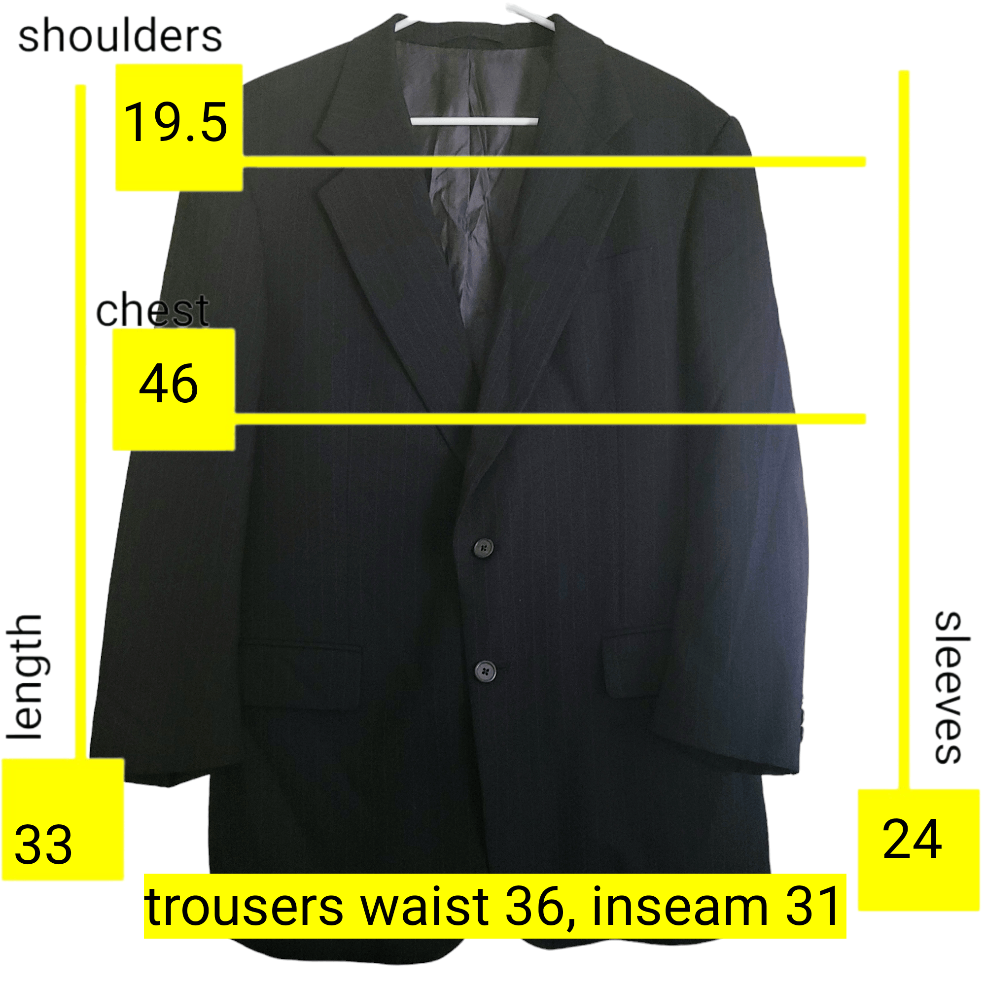 Burberry Burberrys Professional Business Black Pinstripe Wool Suit Size 44R - 2 Thumbnail