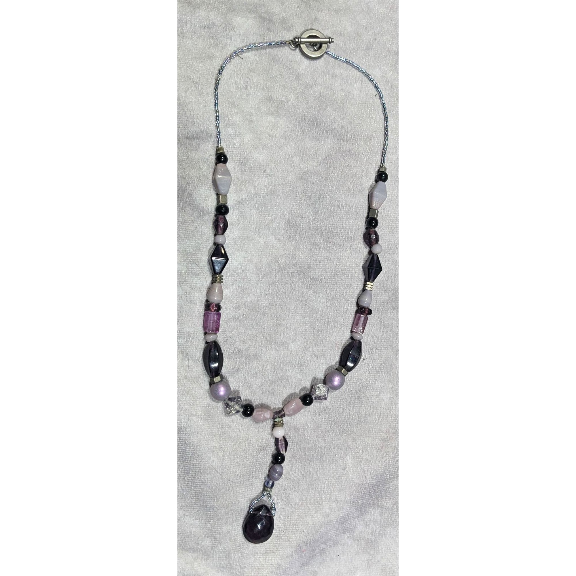 Other Handmade Purple Glass And Stone Y Necklace Size ONE SIZE - 6 Thumbnail
