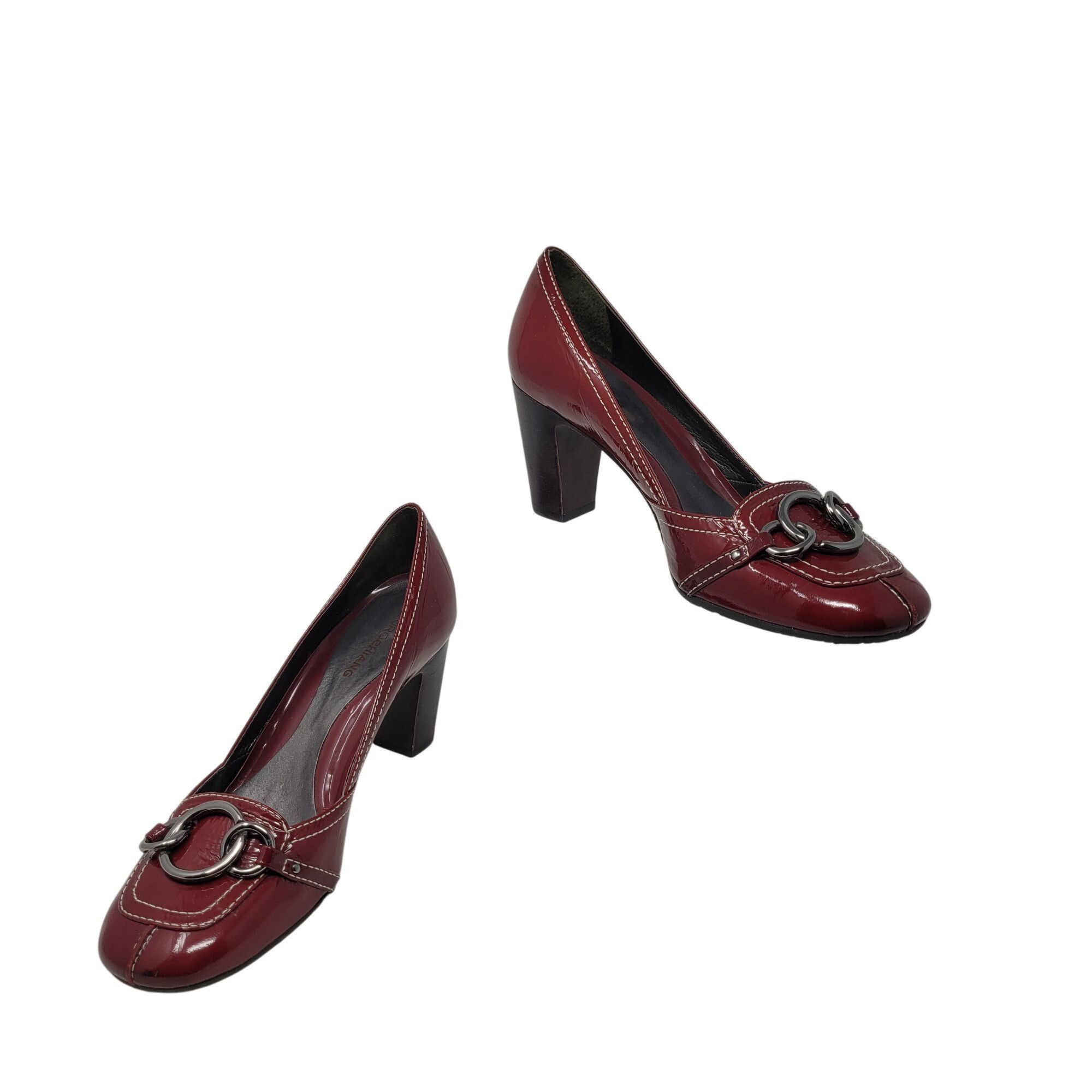 Vintage Arturo Chiang Womens Red Patent Leather Heel Loafer 8.5 Chai Size US 8.5 / IT 38.5 - 8 Thumbnail