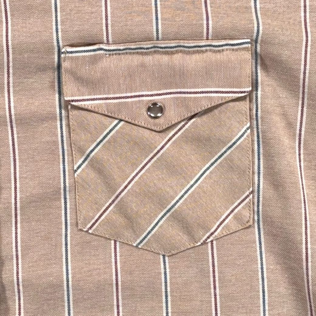 Armani VINTAGE Karman Western Shirt Adult XL Brown Striped Pearl Snap 80s Shirt Mens Size US XL / EU 56 / 4 - 5 Thumbnail