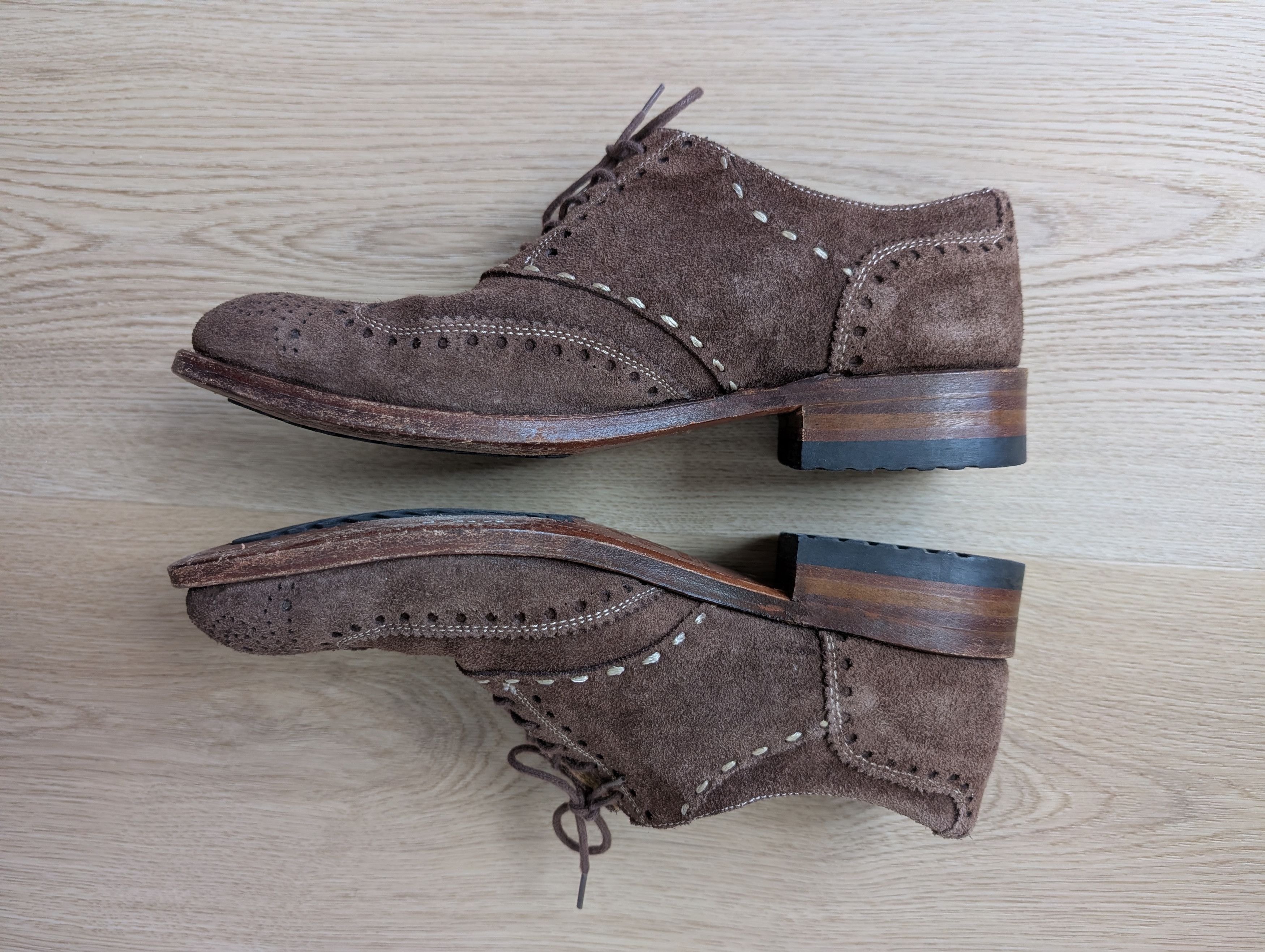 Sendra Sendra 7850 Suede Leather Lace-Up Shoes Wingtip Pattern Size US 8 / EU 41 - 5 Thumbnail