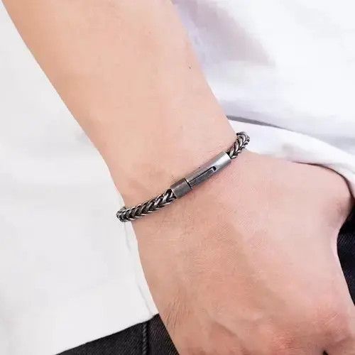 Jewelry × Vintage Black Stainless Steel Mesh Bracelets For Men Size ONE SIZE - 1 Thumbnail