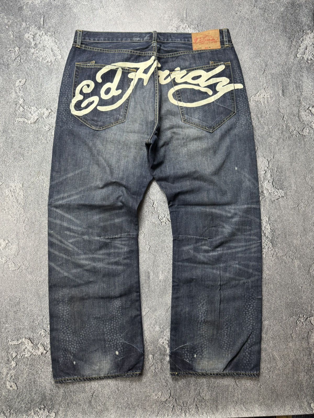 Ed Hardy Ed Hardy VNTG MultiLogo Rhistones Dragos Logo Jeans Pants Size US 42 / EU 58 - 3 Thumbnail