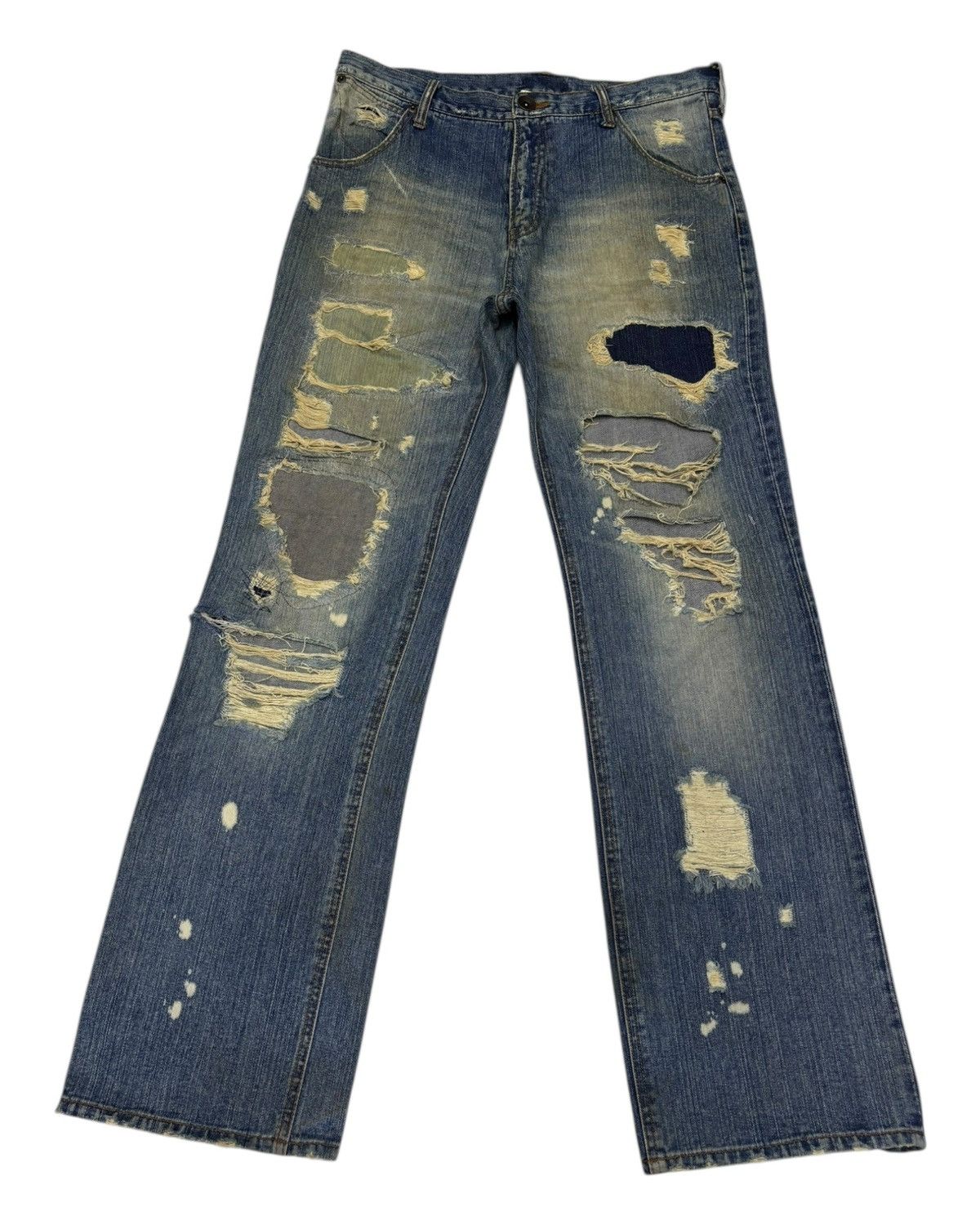 Drain Gang × GOSTAR DE FUGA × Undercover G Land Egde Patchwork Baggy Jeans Distressed Denim Jeans Size US 34 / EU 50 - 5 Thumbnail