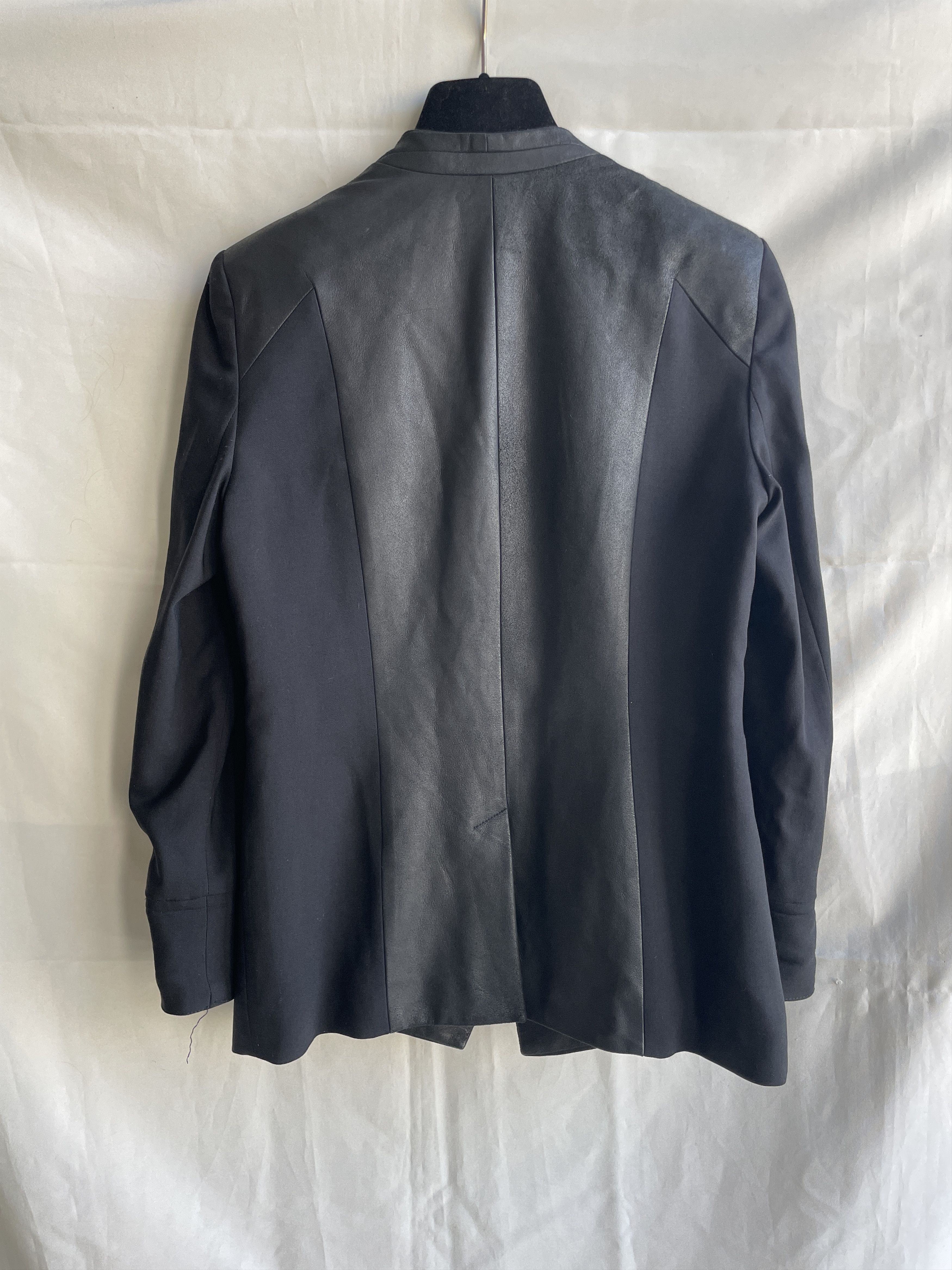 Helmut Lang Helmut Lang Leather Wool Ruched Sleeves Blazer Size S / US 4 / IT 40 - 3 Thumbnail