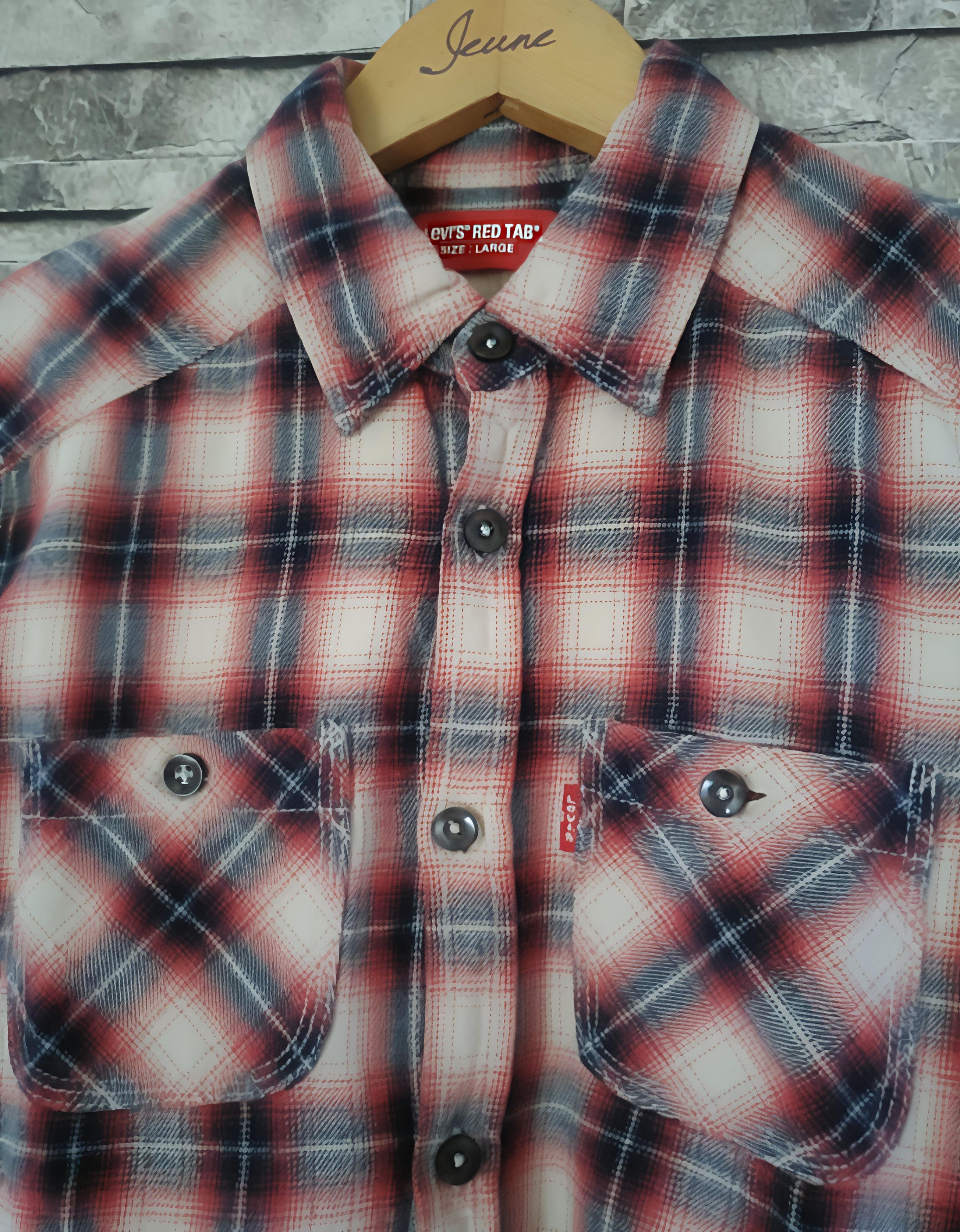 Flannel × Levi's × Vintage Vintage Levis red tab outer tartan flanel shirt Size L / US 10 / IT 46 - 3 Thumbnail
