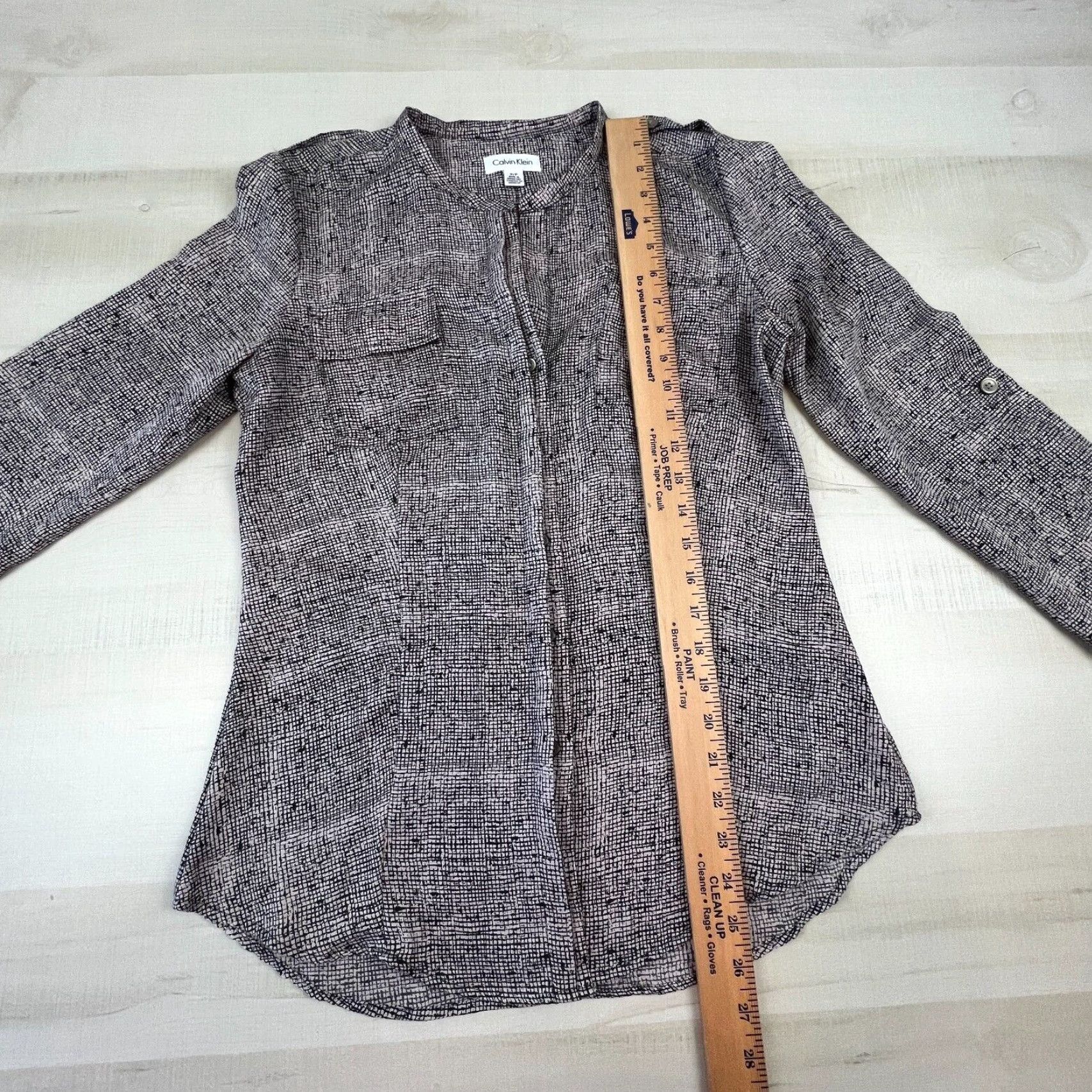 Calvin Klein Calvin Klein Womens Small Top Career Casual Roll Tab Shirt Size S / US 4 / IT 40 - 7 Thumbnail