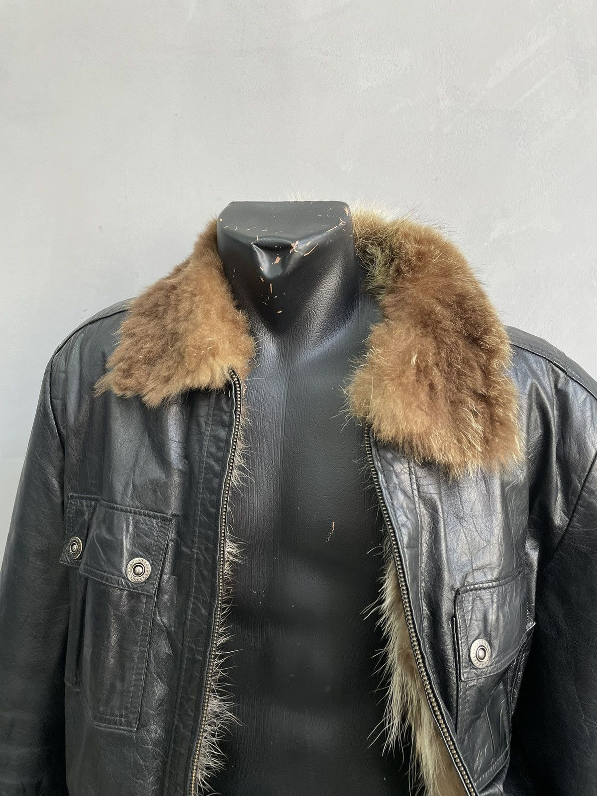 If Six Was Nine Rare leather bomber jacket 2000s Fur legrandebleu style Size US M / EU 48-50 / 2 - 3 Thumbnail