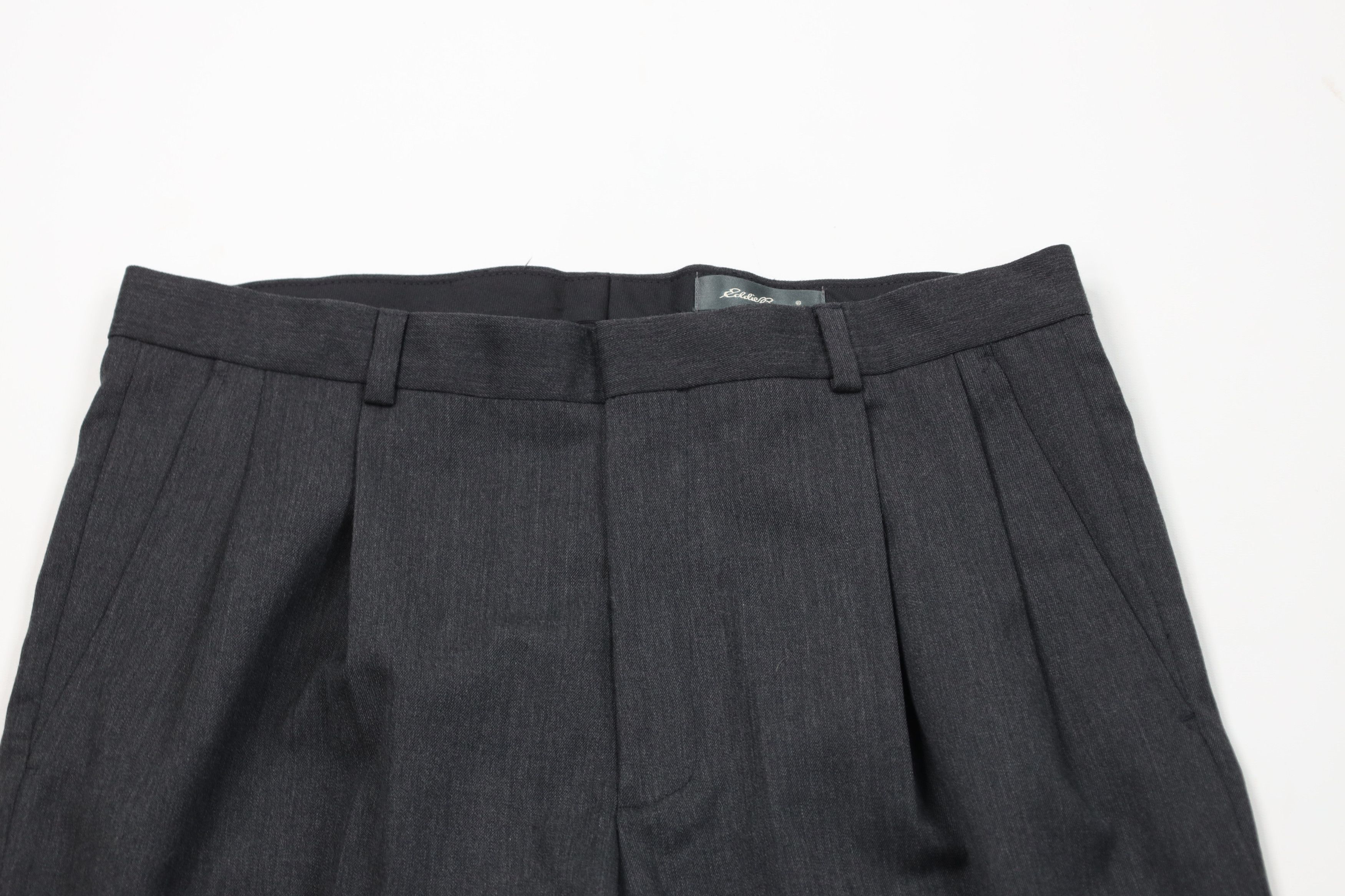 Vintage 90s Eddie Bauer Pleated Cuffed Wool Chino Pants Gray