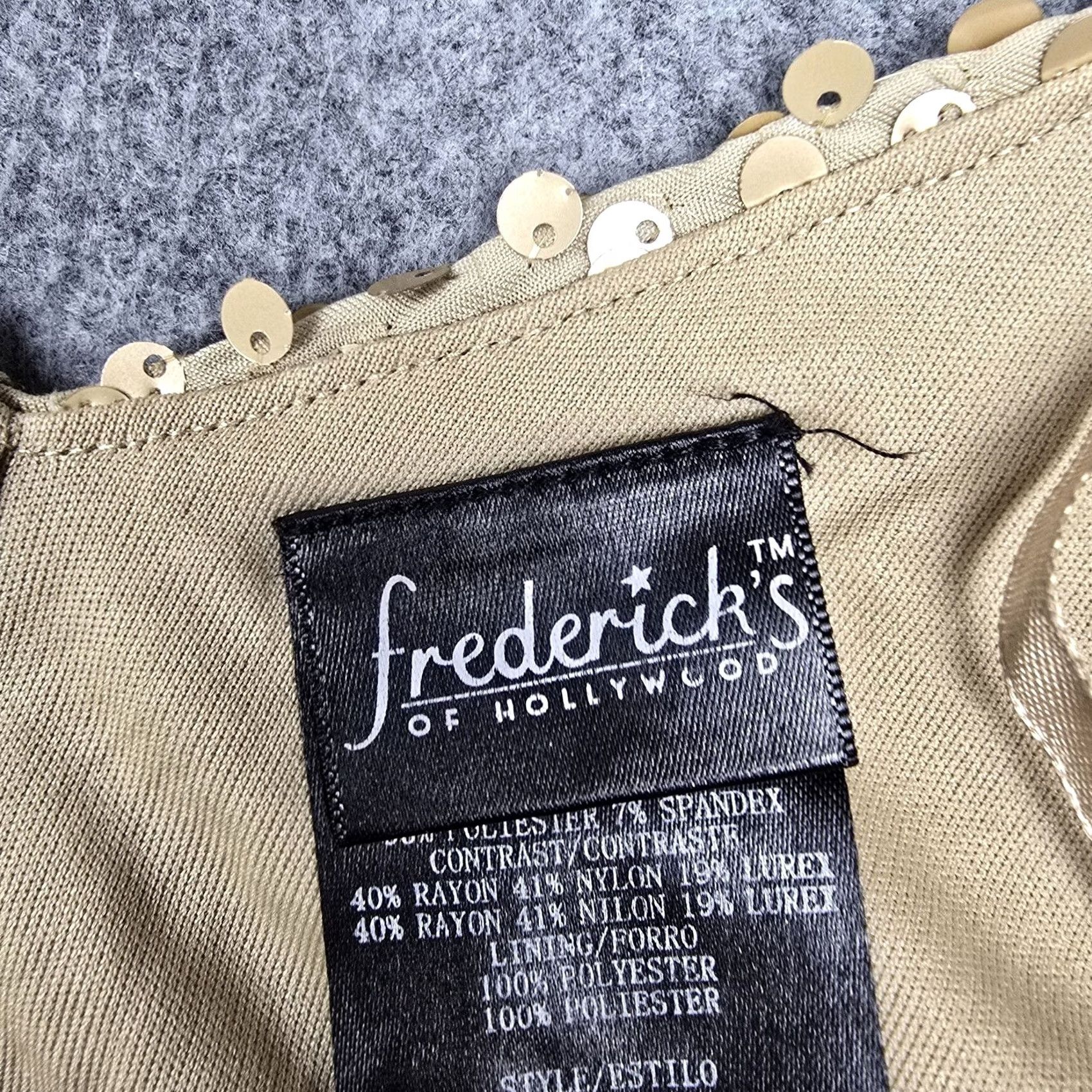 Vintage Frederick's Of Hollywood Dress Womens M Gold Sequin Bodycon Mini Party Size M / US 6-8 / IT 42-44 - 4 Thumbnail