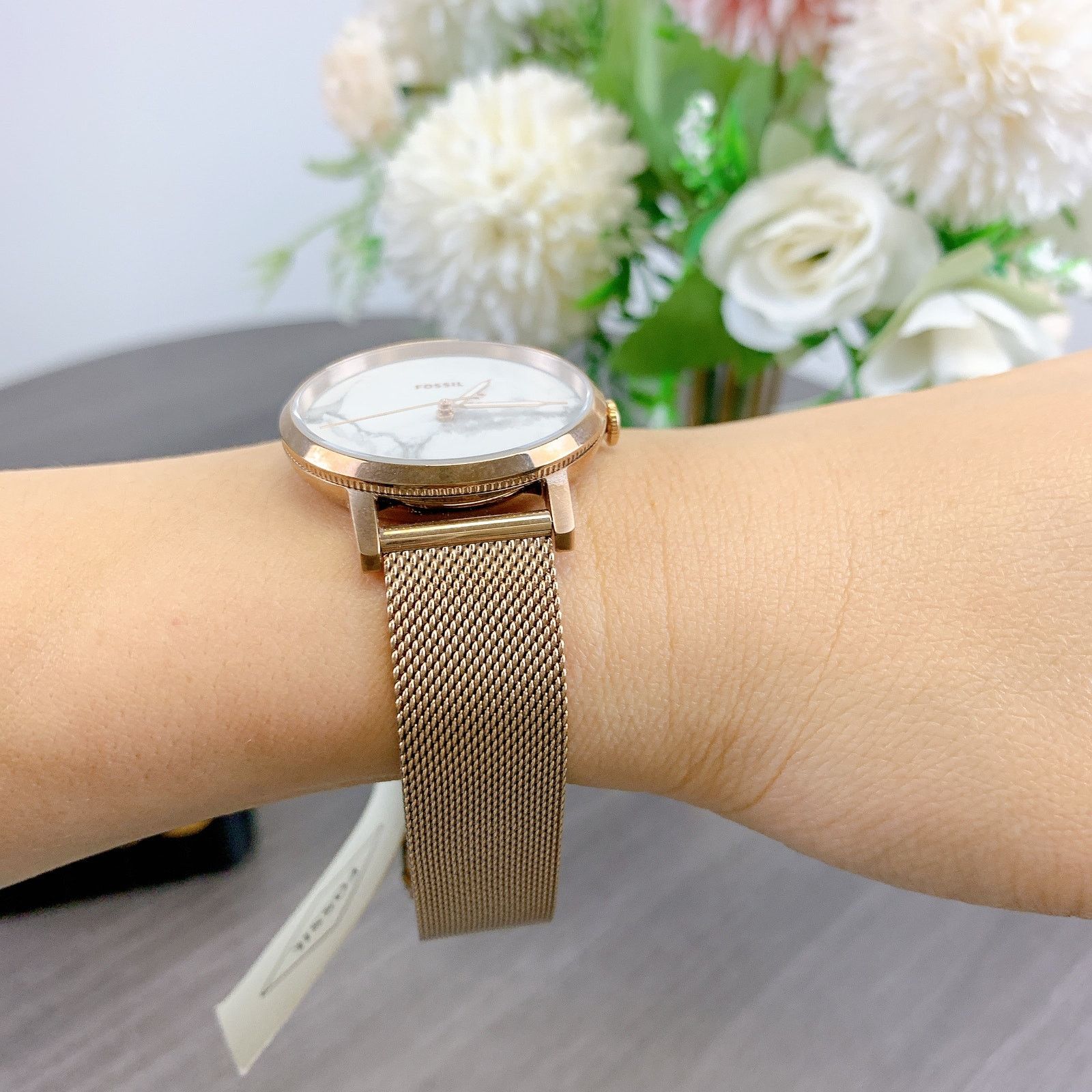 Fossil Fossil ES4404 Neely White Marble Stainless Steel Mesh Watch Size ONE SIZE - 2 Thumbnail