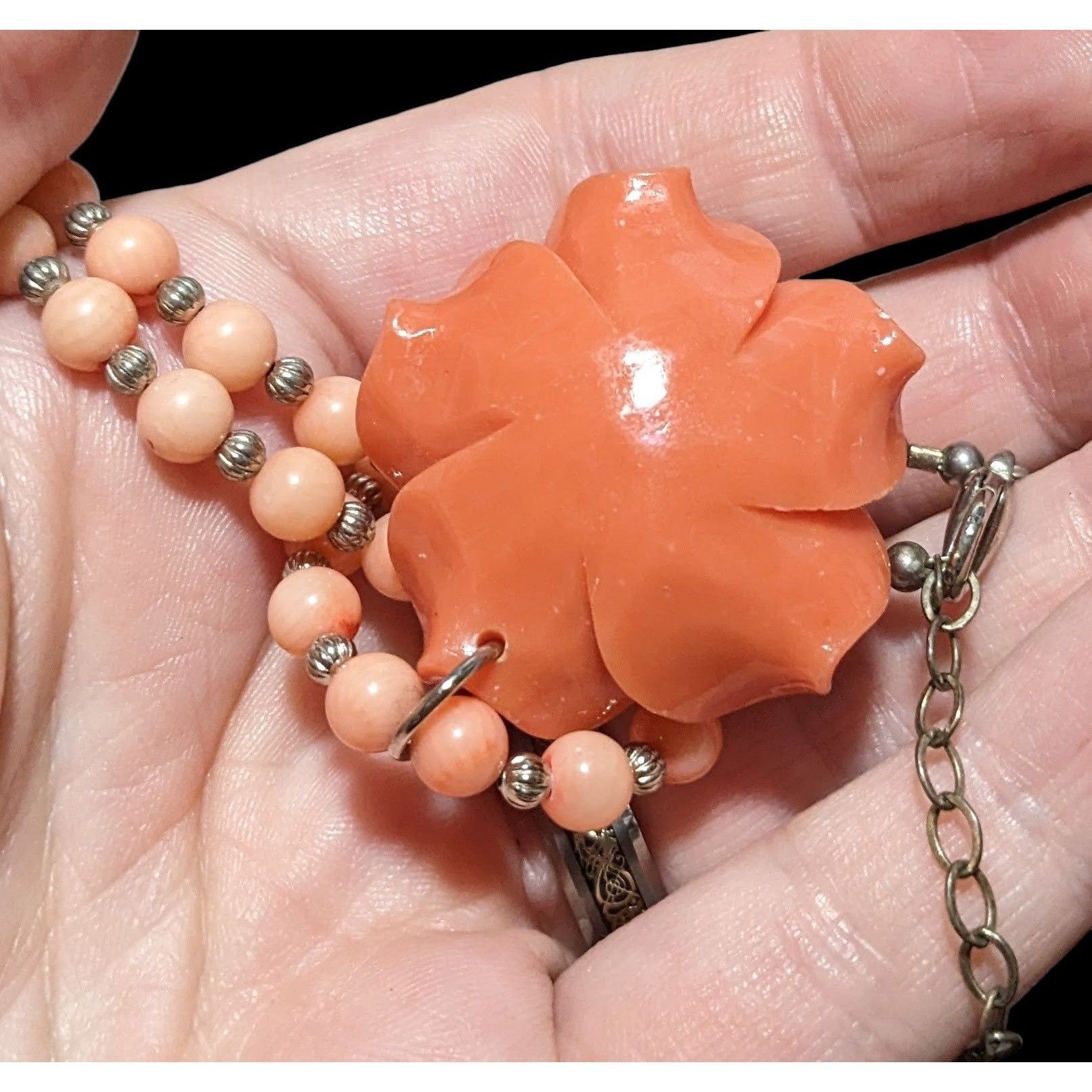 Other Retro Cottagecore Pink Beaded Floral Pendant Necklace Size ONE SIZE - 5 Thumbnail