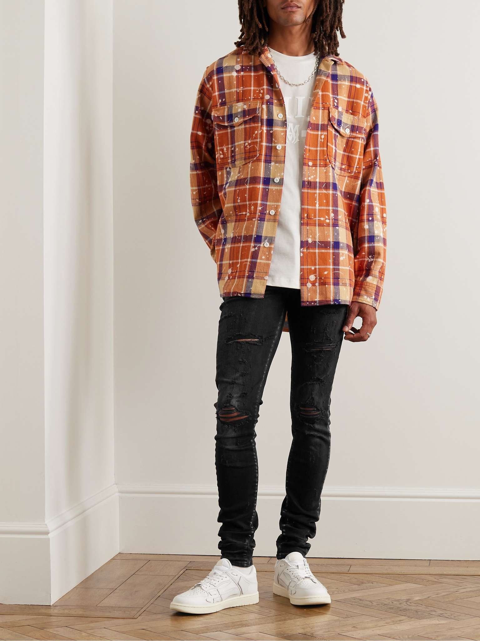 Amiri o1gr1nt0426 Thrasher Plus Aged Jeans in Black Size US 31 - 2 Thumbnail
