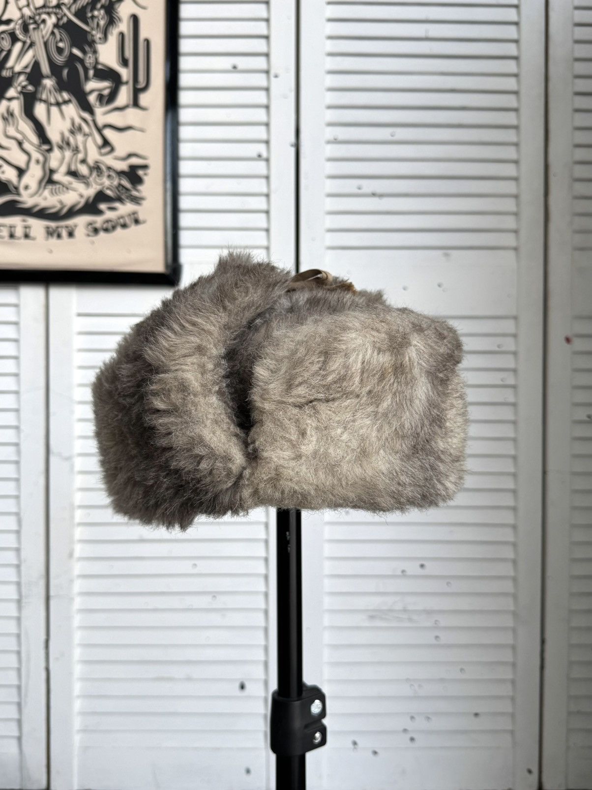 Vintage Vintage Faux Fur Ushanka Trapper Hat Gray Soviet Style 80s Size ONE SIZE - 6 Thumbnail